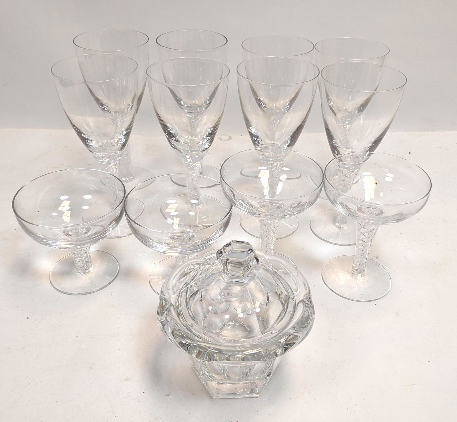 Clear Stemware with twisted design to stem. (1 of 7)