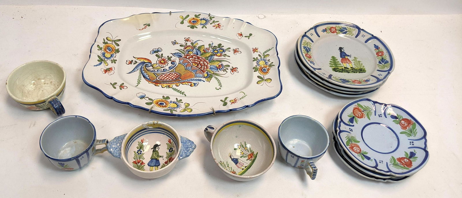 13pcs  QUIMPER France Pottery.  Handpainted. (1 of 16)