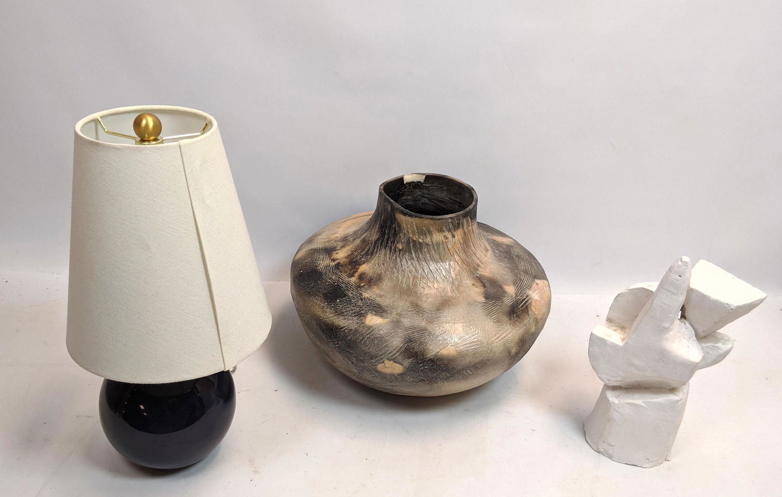 Modernist Lot.  Bostlund Style Lamp.  Pottery Vase and (1 of 9)