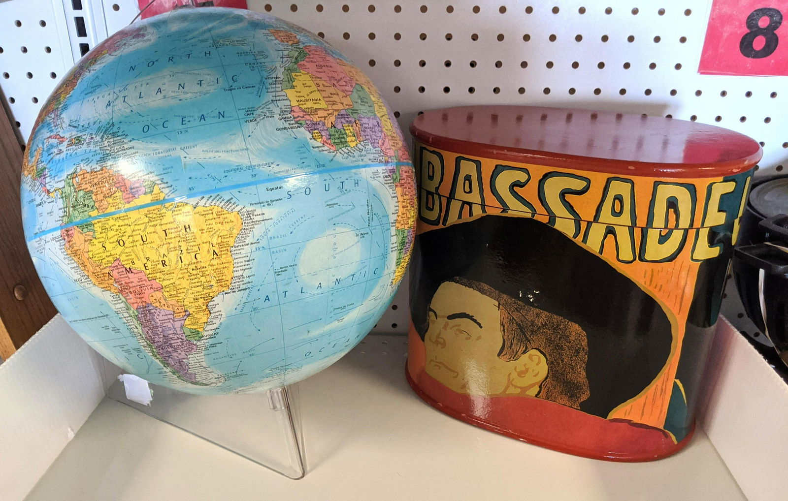 2pcs Lot Globe Lucite stand and Wood covered box. (1 of 5)