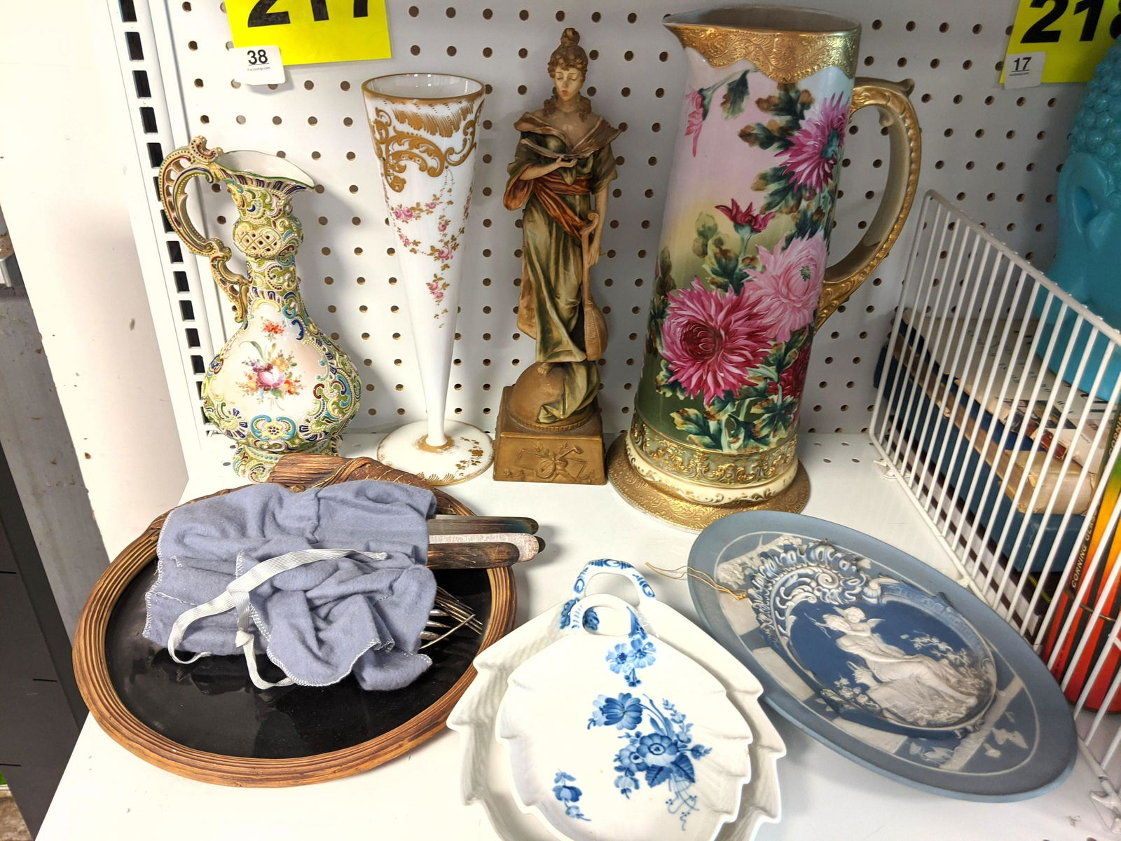 9pcs Porcelain Shelf Lot.  Mother of Pearl and Sterling (1 of 13)