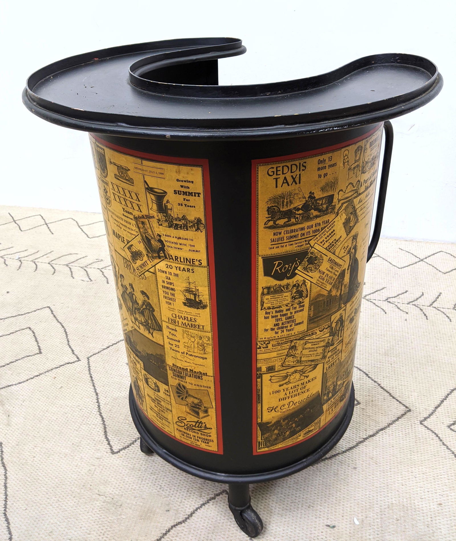 Decorator Fornasetti Inspired Rolling Bar Cart. Metal c (1 of 12)