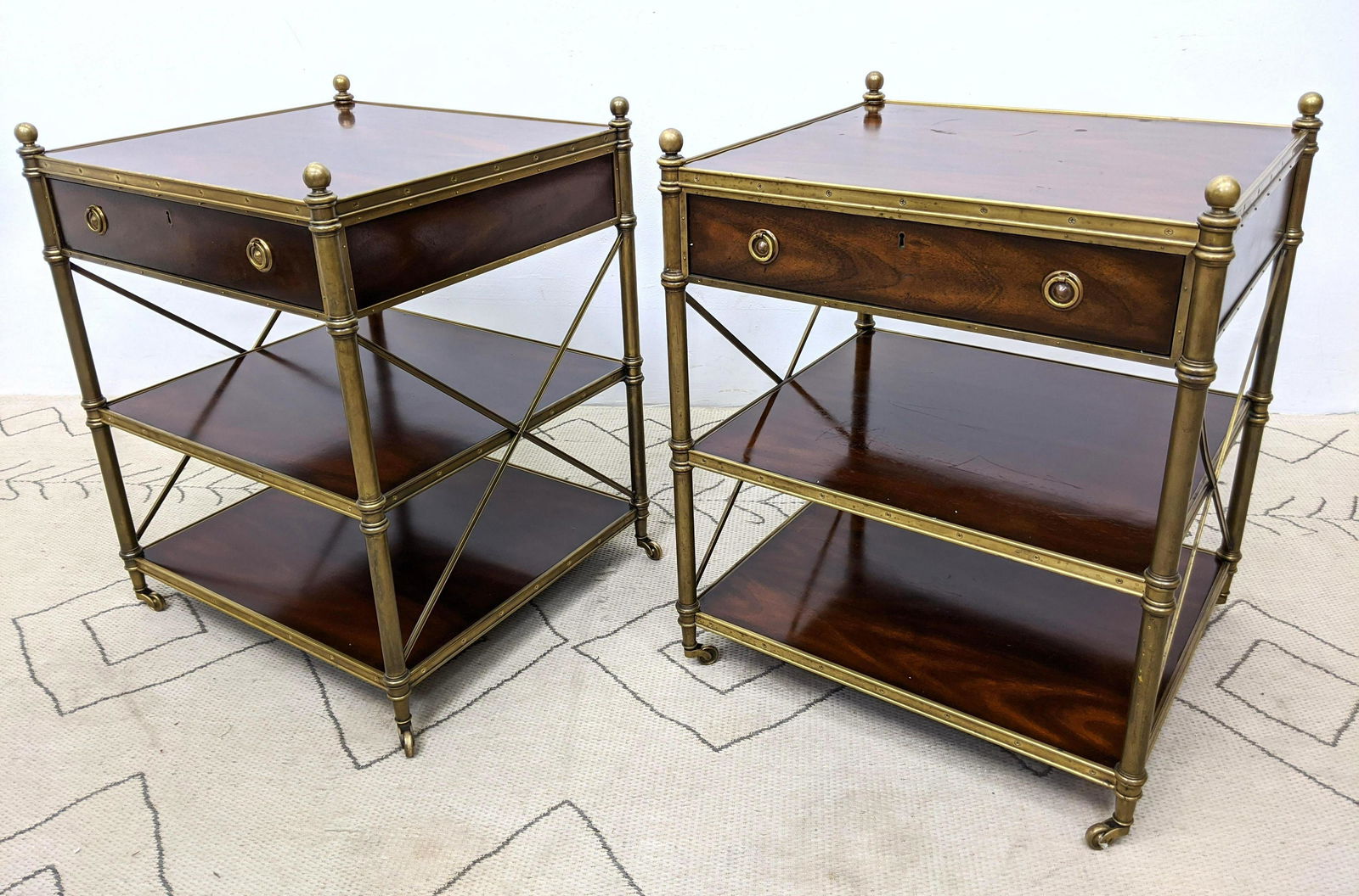 Pair Maitland Smith Regency Style Side Tables. Mahogany (1 of 17)