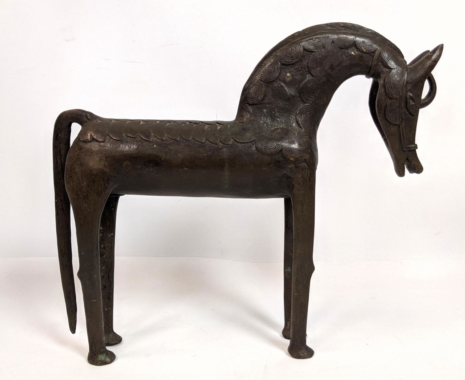Benin Style Bronze Horse Sculpture. Unmarked. (1 of 12)