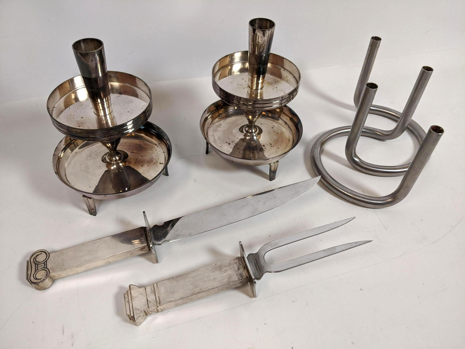 Silverplate Table Wares. Denmark Candlesticks, Swid Pow (1 of 13)