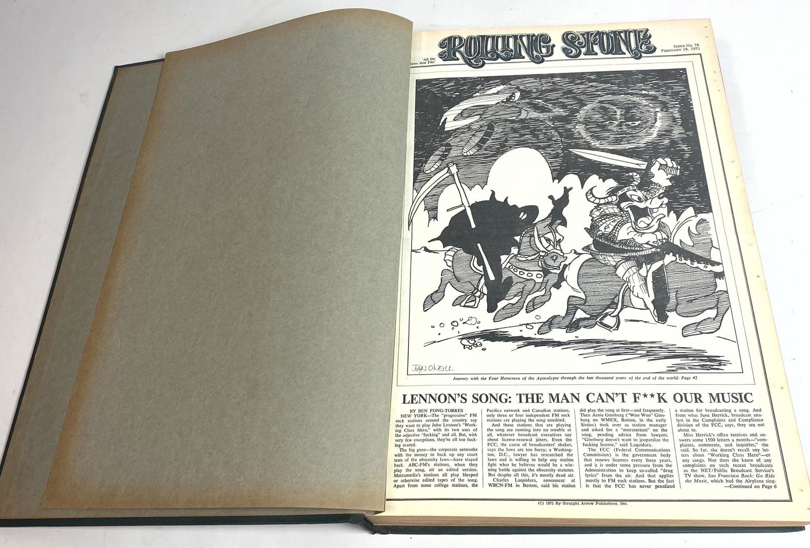 Rolling Stone Bound Book. February 18, 1971 through Sep: Rolling Stone Bound Book. February 18, 1971 through September 2, 1971. Jim Morrison Memorial Issue. -- Dimensions: H: 17 inches: W: 11 inches --- US Shipping charge: $35 Plus insurance at a rate of $1