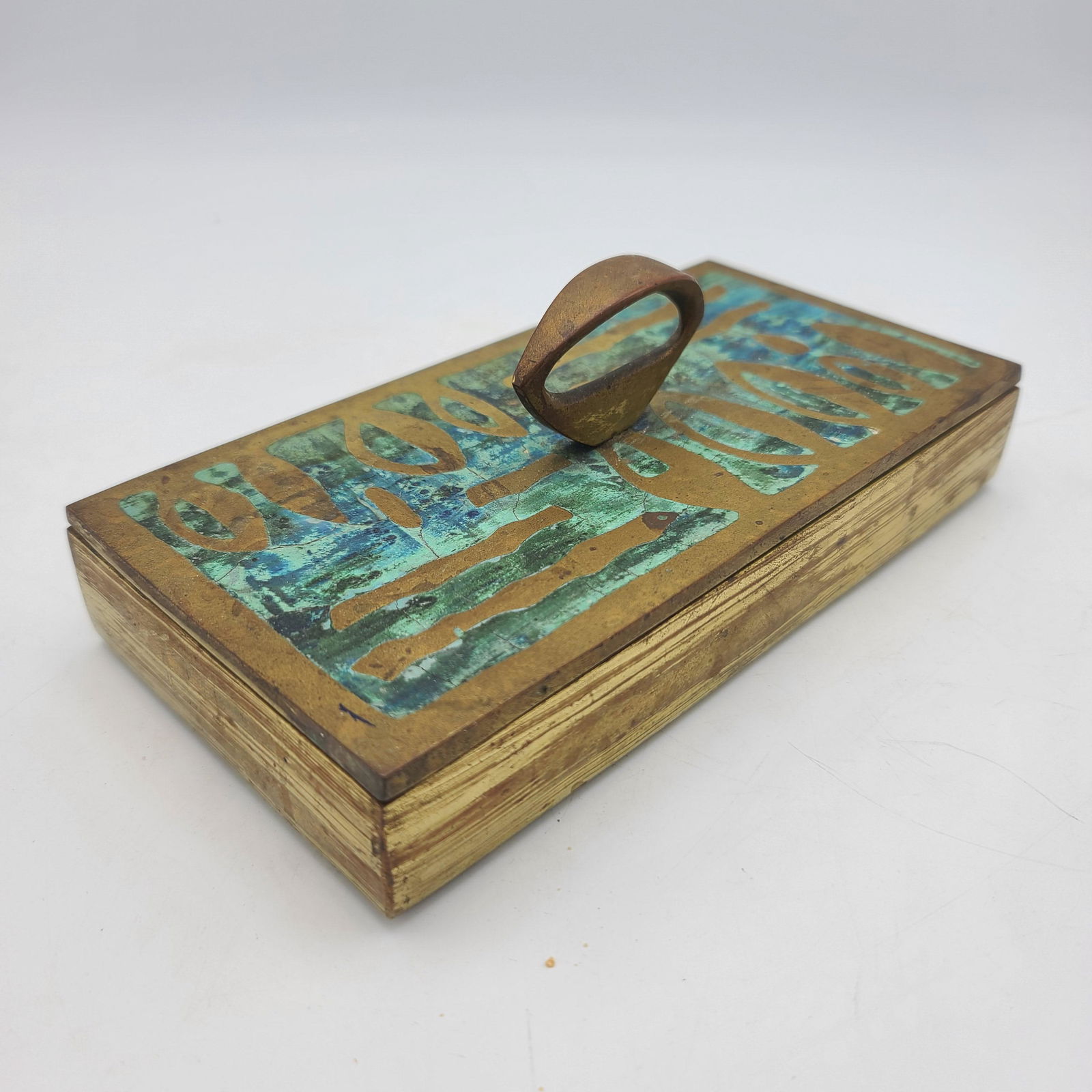 PEPE MENDOZA Covered Brass Box Signed. Handled lid. (1 of 20)