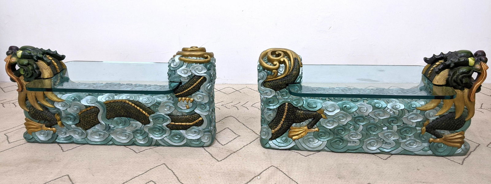 Impressive Painted Asian Dragon Form Side End Tables. C (1 of 13)