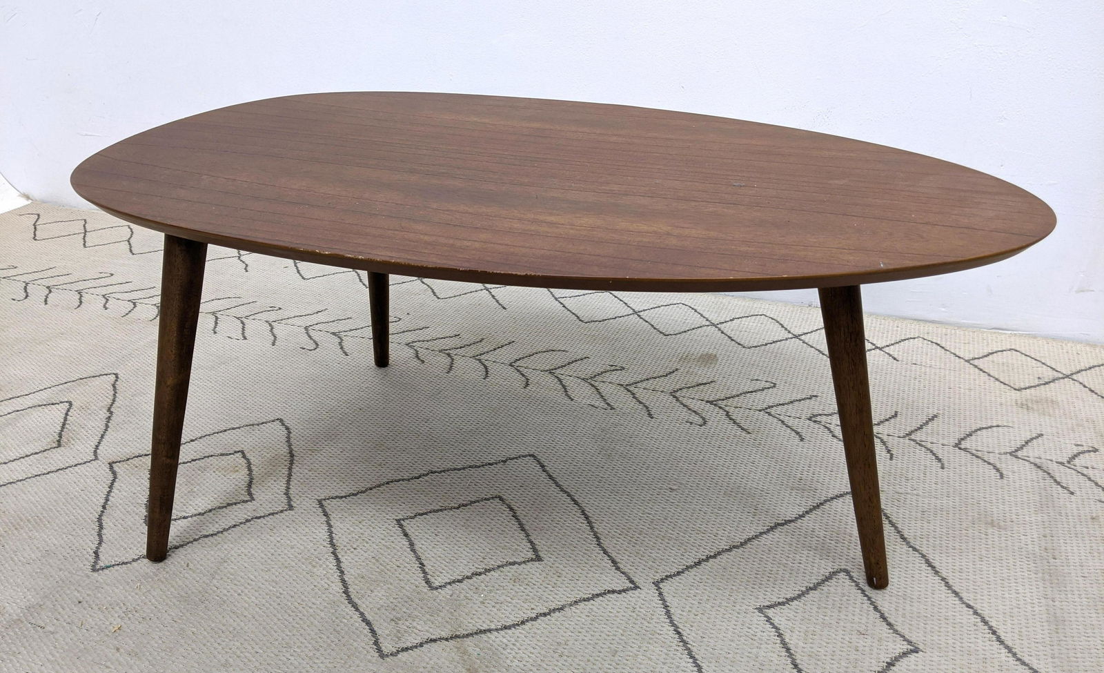 Jens Risom Style Egg Shaped Coffee Cocktail Table. Angl (1 of 9)