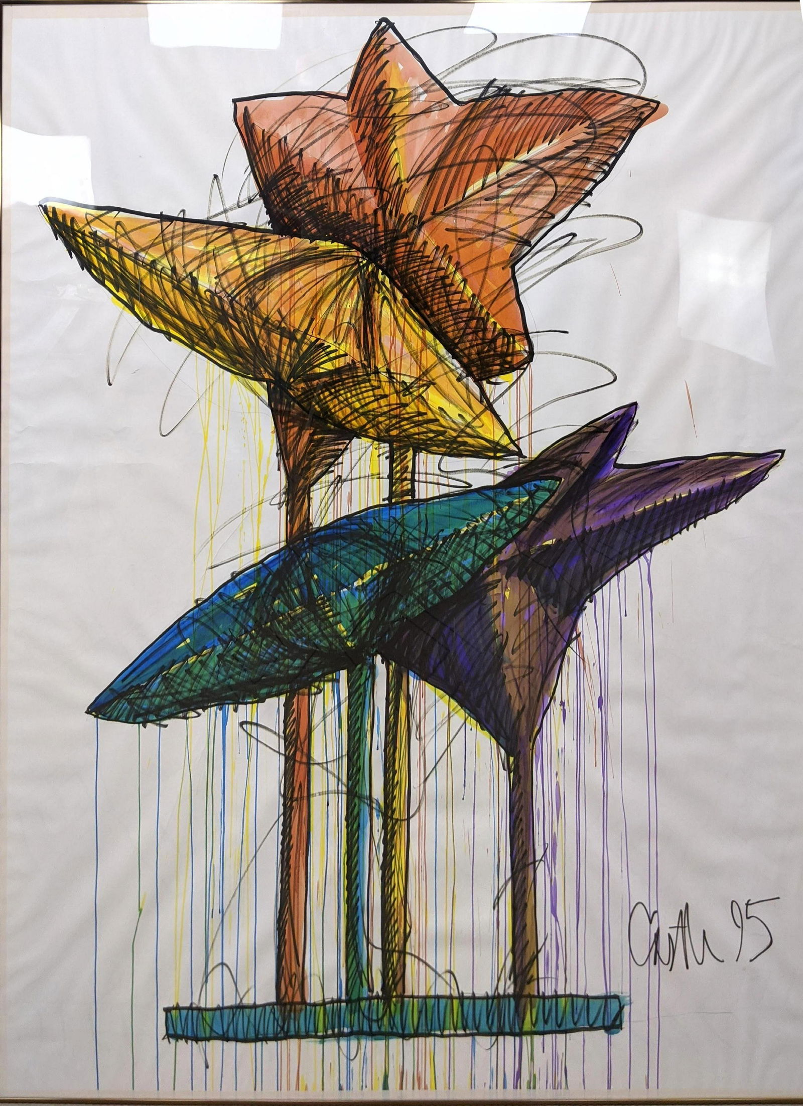 WENDELL CASTLE Monumental Painting Drawing. Gouache and (1 of 13)