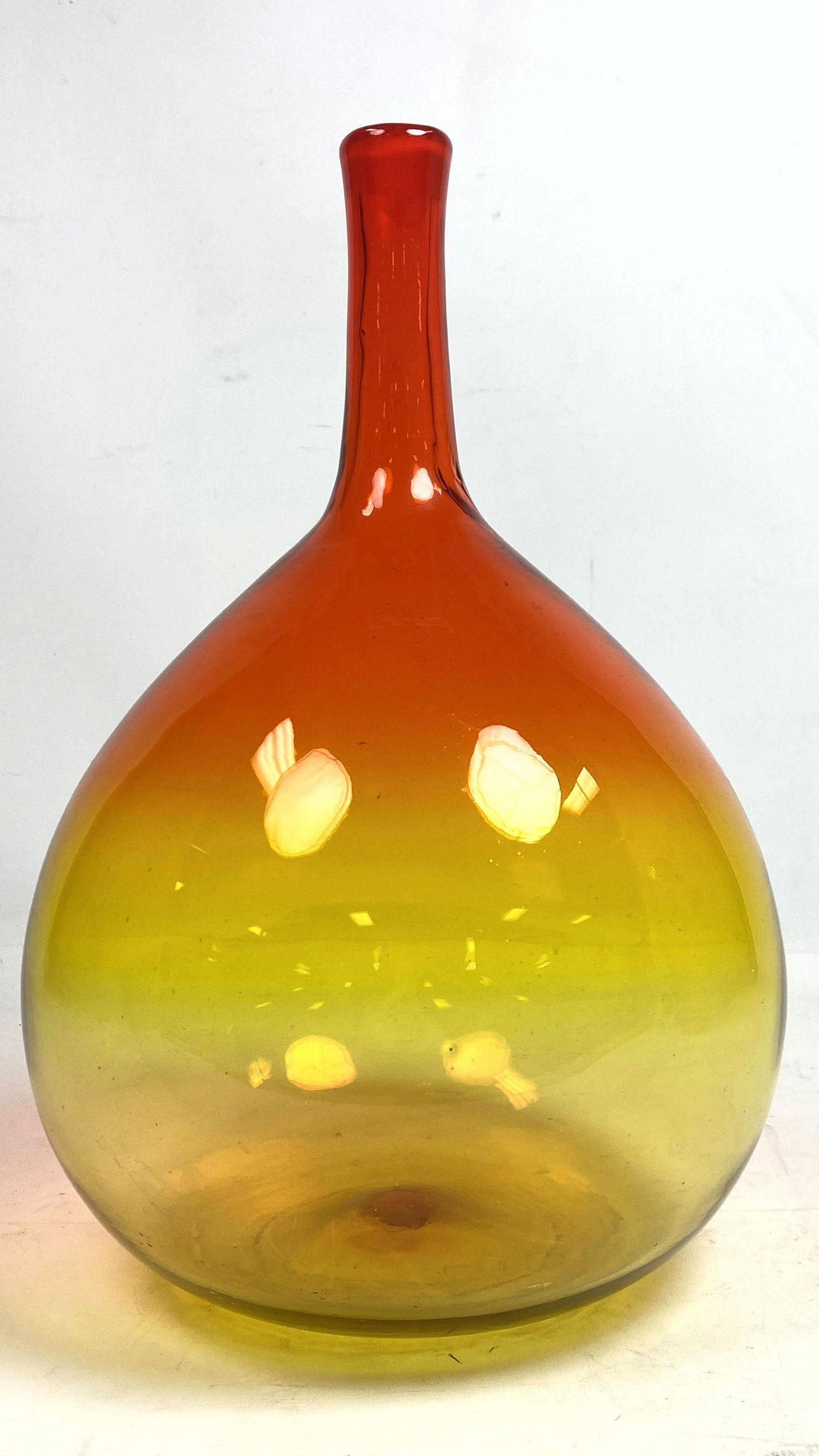 Large BLENKO Style Art Glass Vase. Amber Orange blown G (1 of 6)