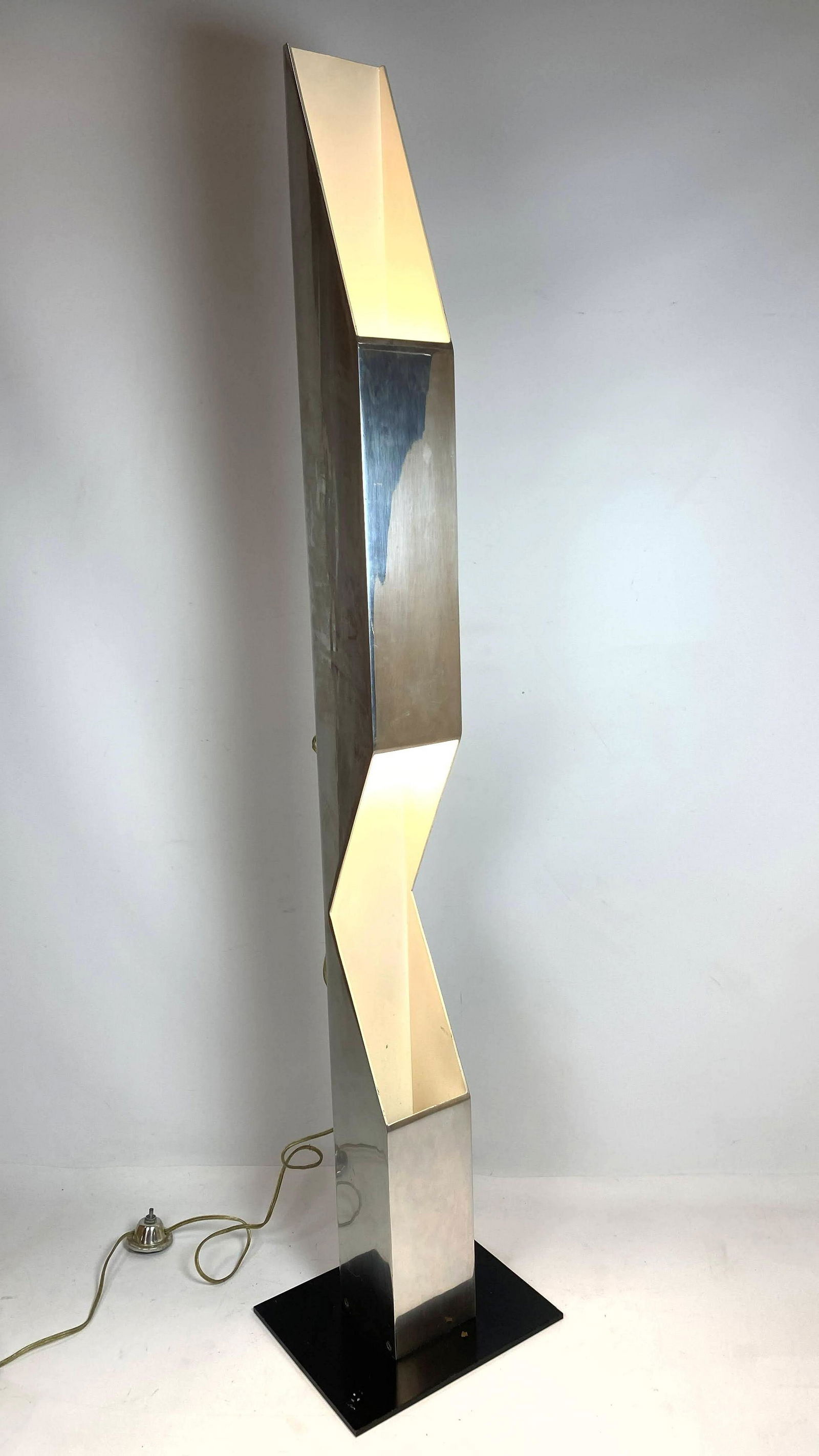 ROBERT SONNEMAN Angle Cut Floor Lamp. Polished Chrome. (1 of 10)