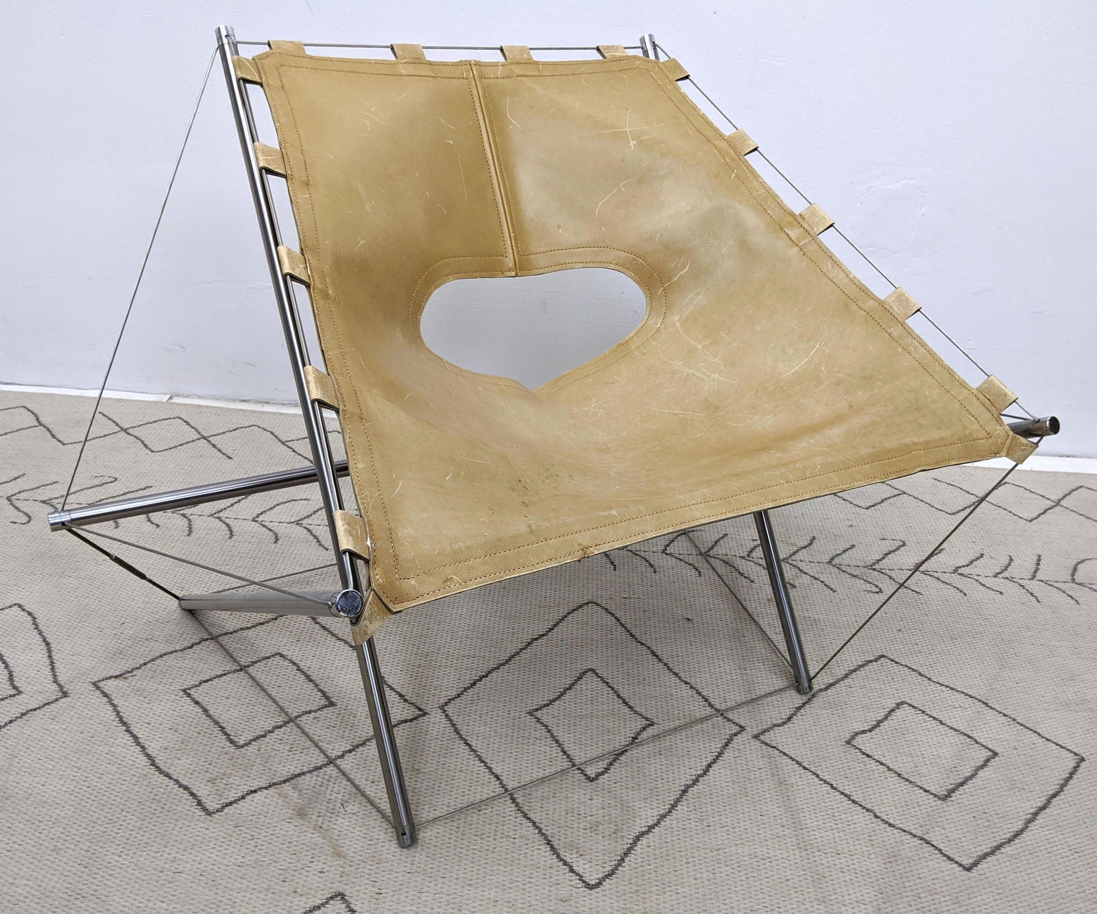 JACQUES HENRI VARICHON Lounge Chair. Chrome Cable and L (1 of 6)