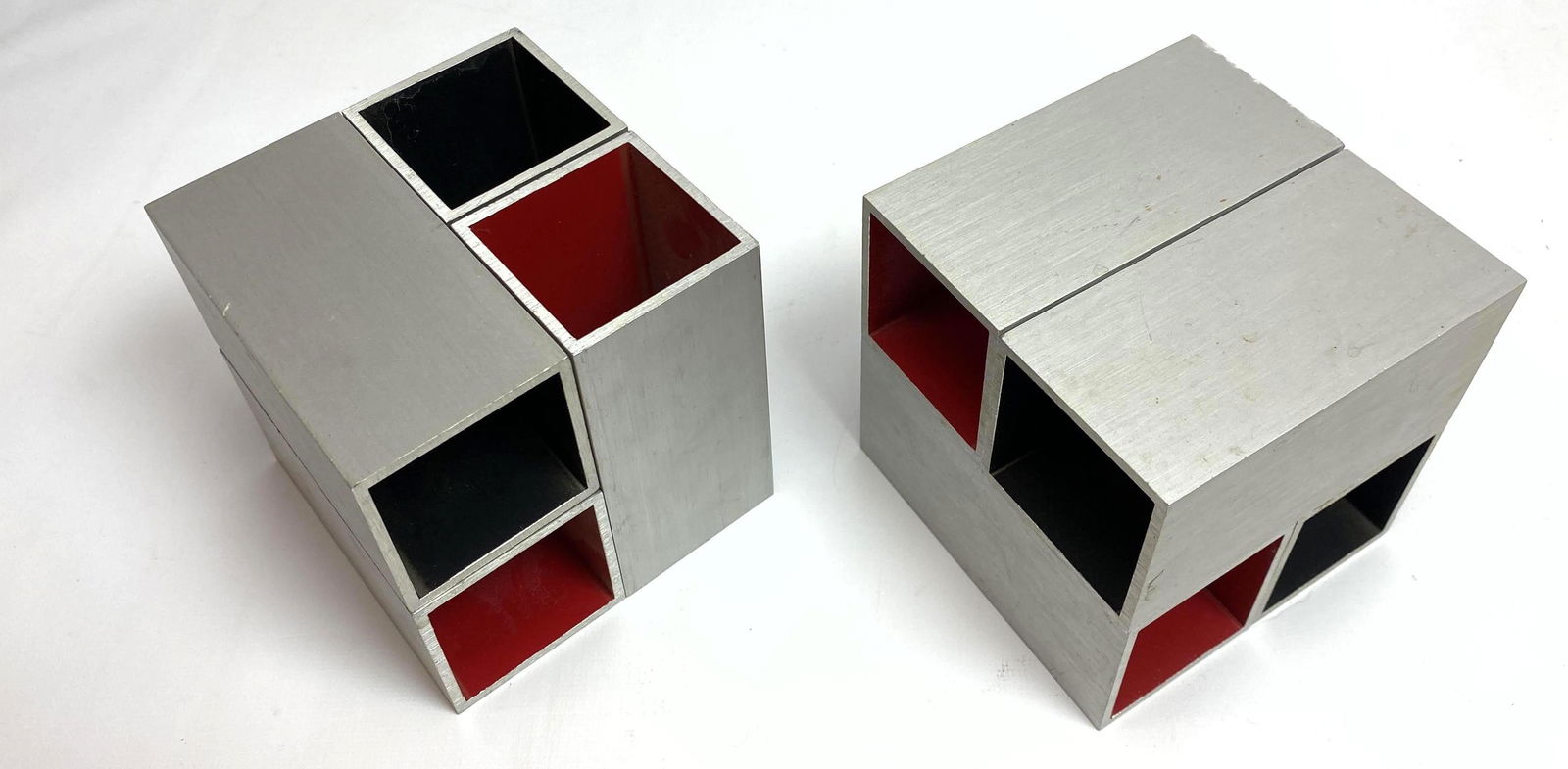 Pair Post Modern 2 Part Aluminum Bookends Table Sculptu (1 of 10)