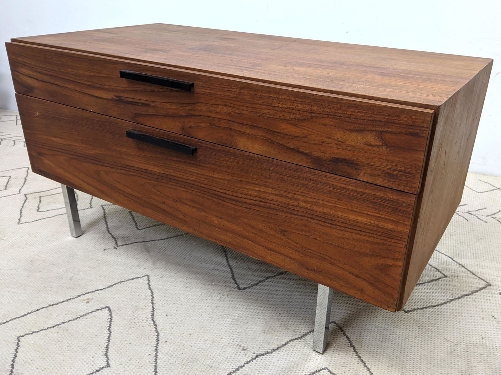 American Modern Walnut Low Cabinet. wit Chrome Leg Base (1 of 15)