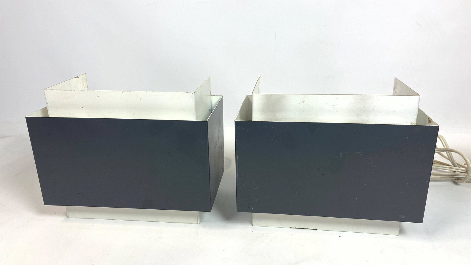 Pair LIGHTOLIER Wall Sconces. Black and White. (1 of 9)