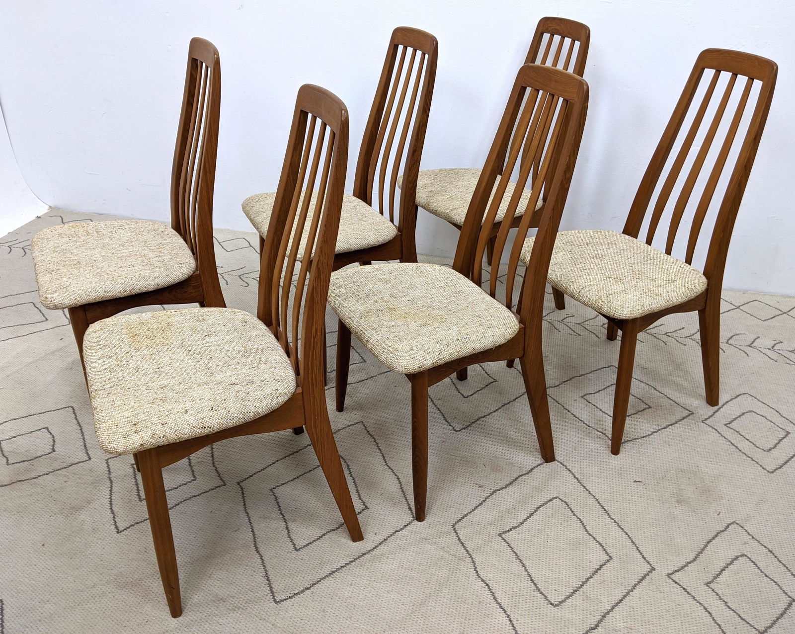 6pc NIELS KOEFOED Danish Teak EVA Dining Chairs. Tan tw (1 of 11)