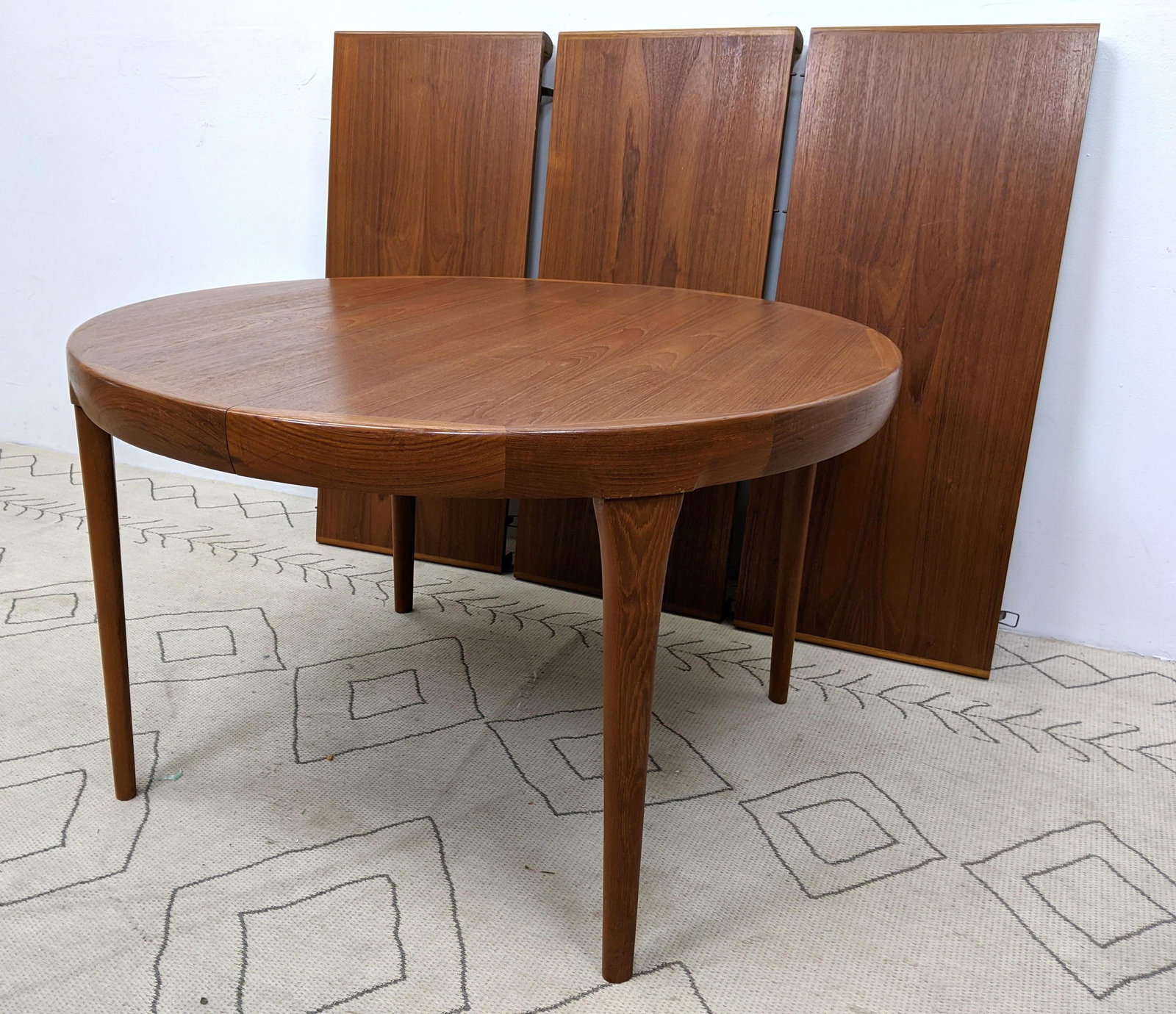 Danish Modern Teak Dining Table with Three 19.75 in Lea (1 of 10)