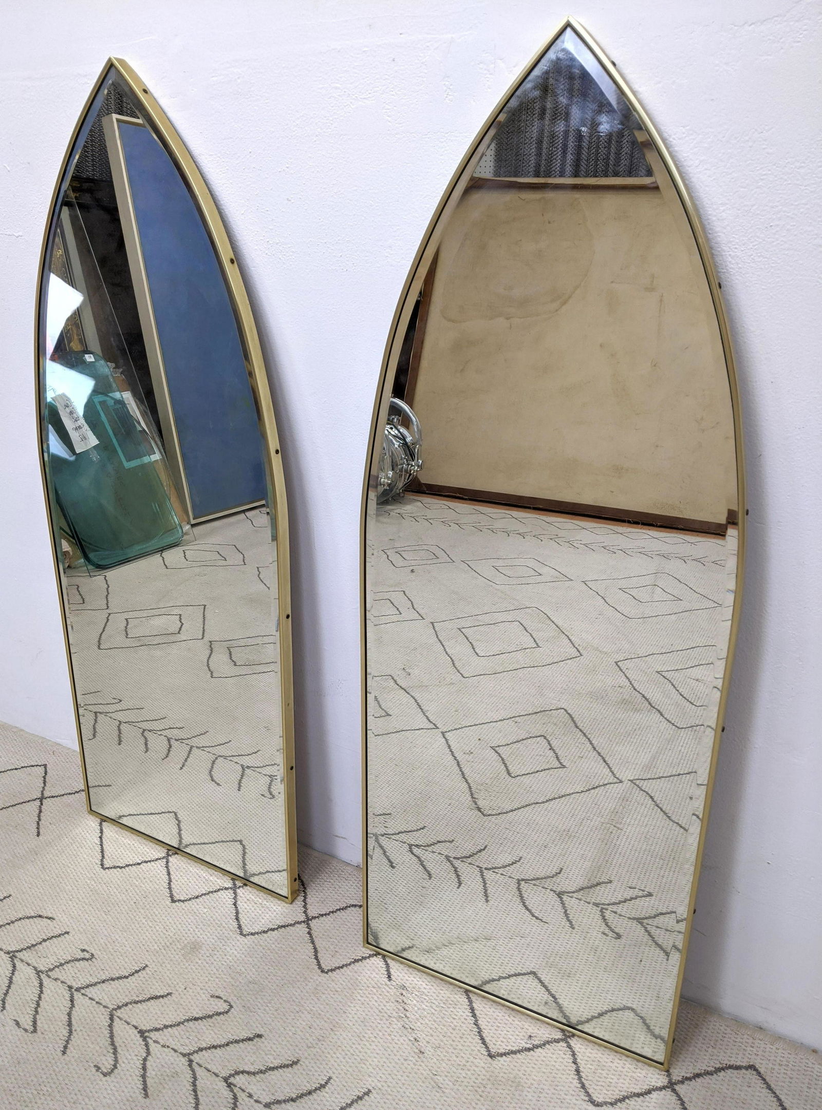 Pair Decorator Arched Top Wall Mirrors with Metal Frame (1 of 5)