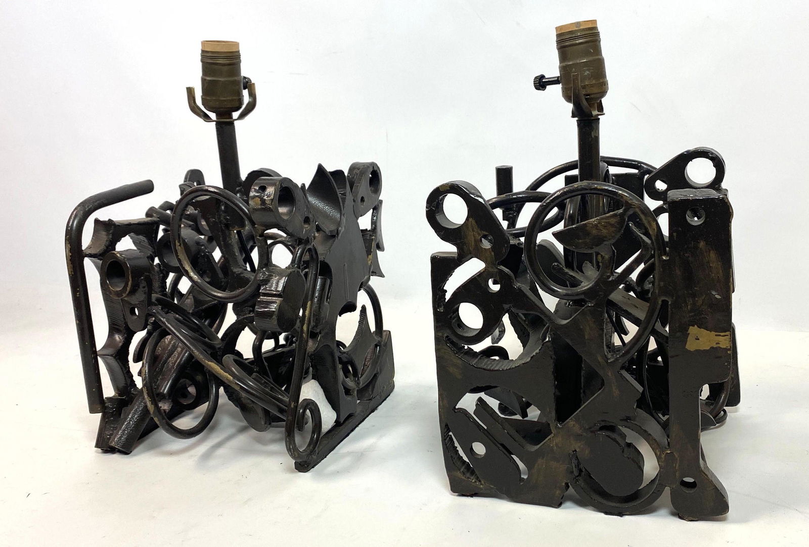 Pair Brutalist Style Welded Table Lamps. Welded Found O (1 of 13)