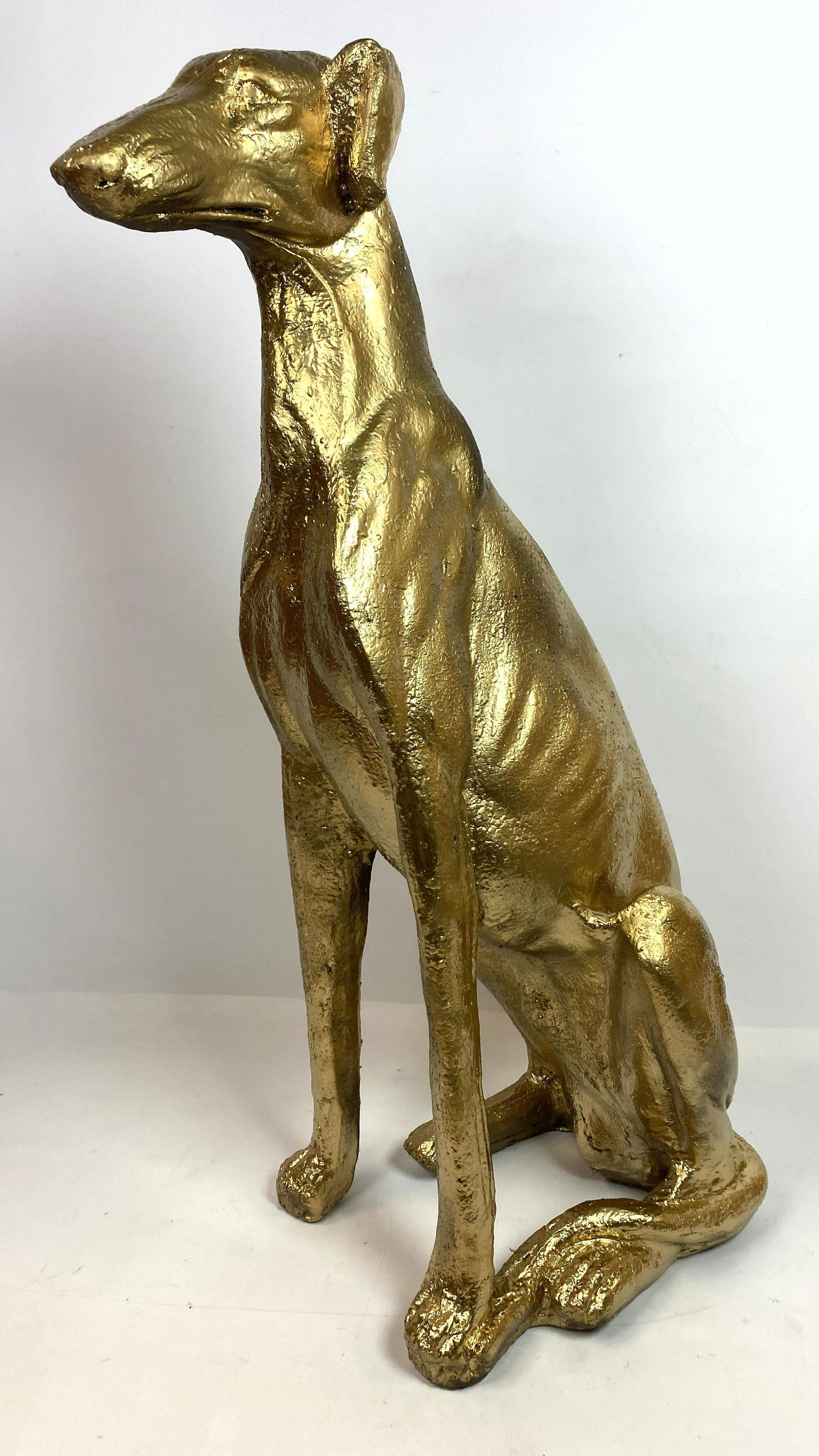 Gold Painted Composition Dog Sculpture. (1 of 8)