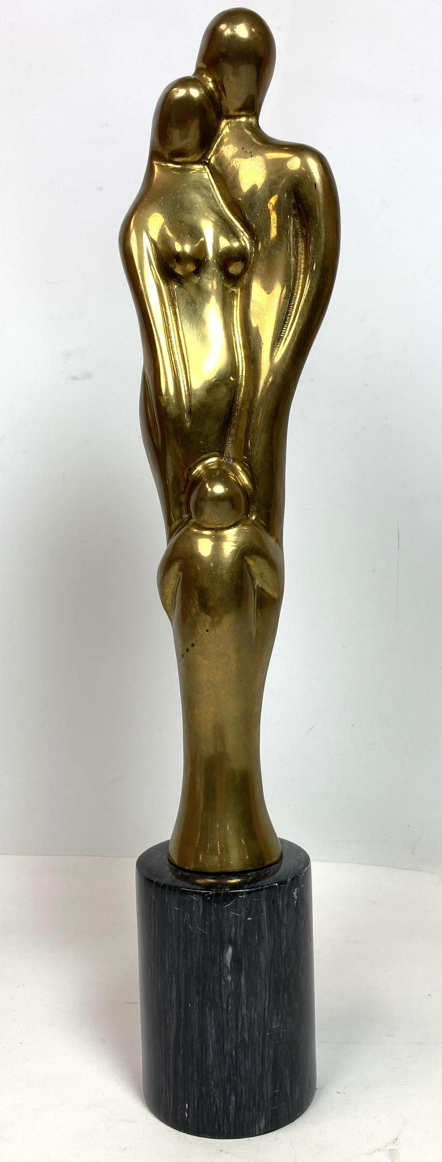 Modernist Brass Sculpture of Family on Marble base. (1 of 6)