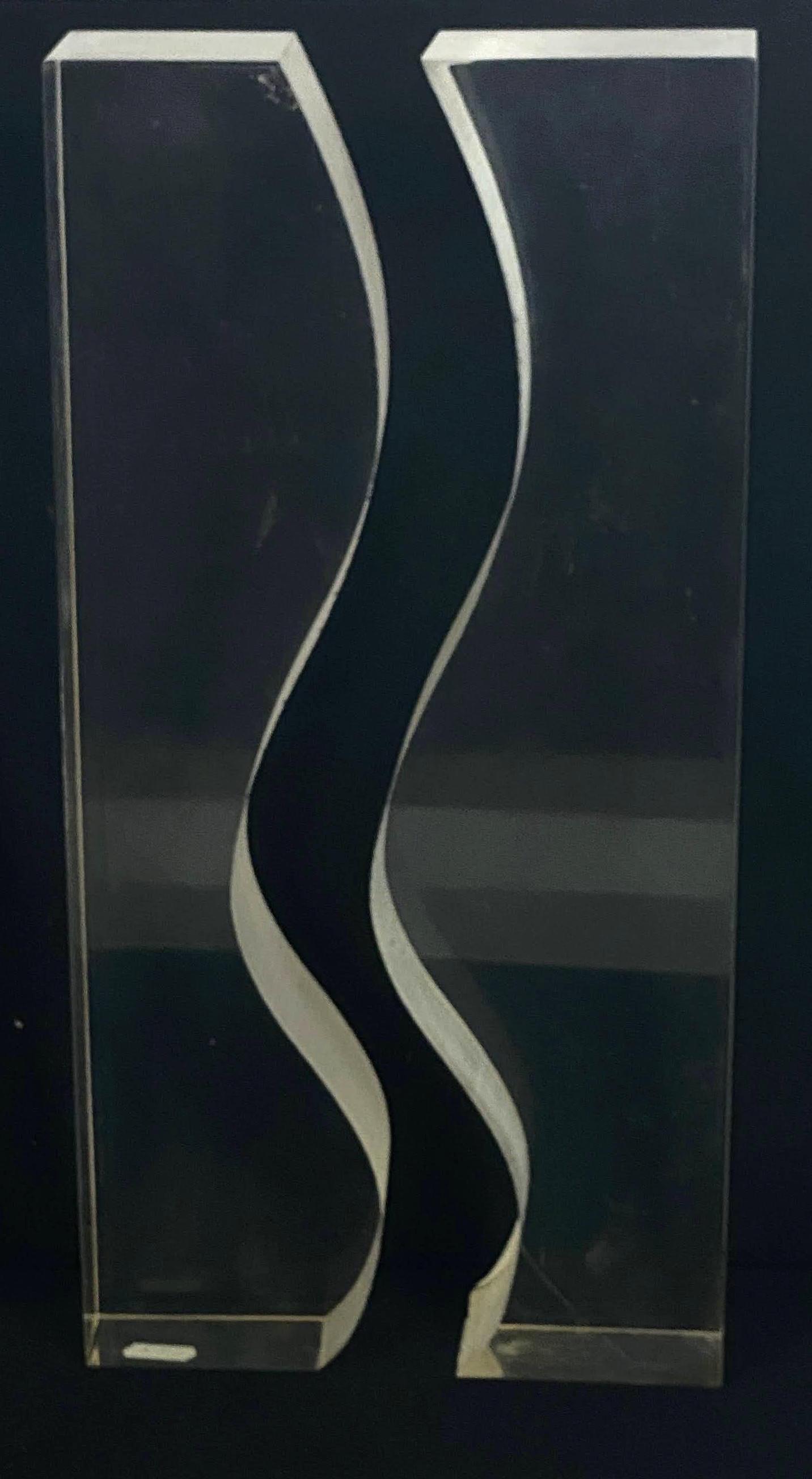 2 Part70s Modern Lucite Table Sculpture. Wave form. (1 of 8)