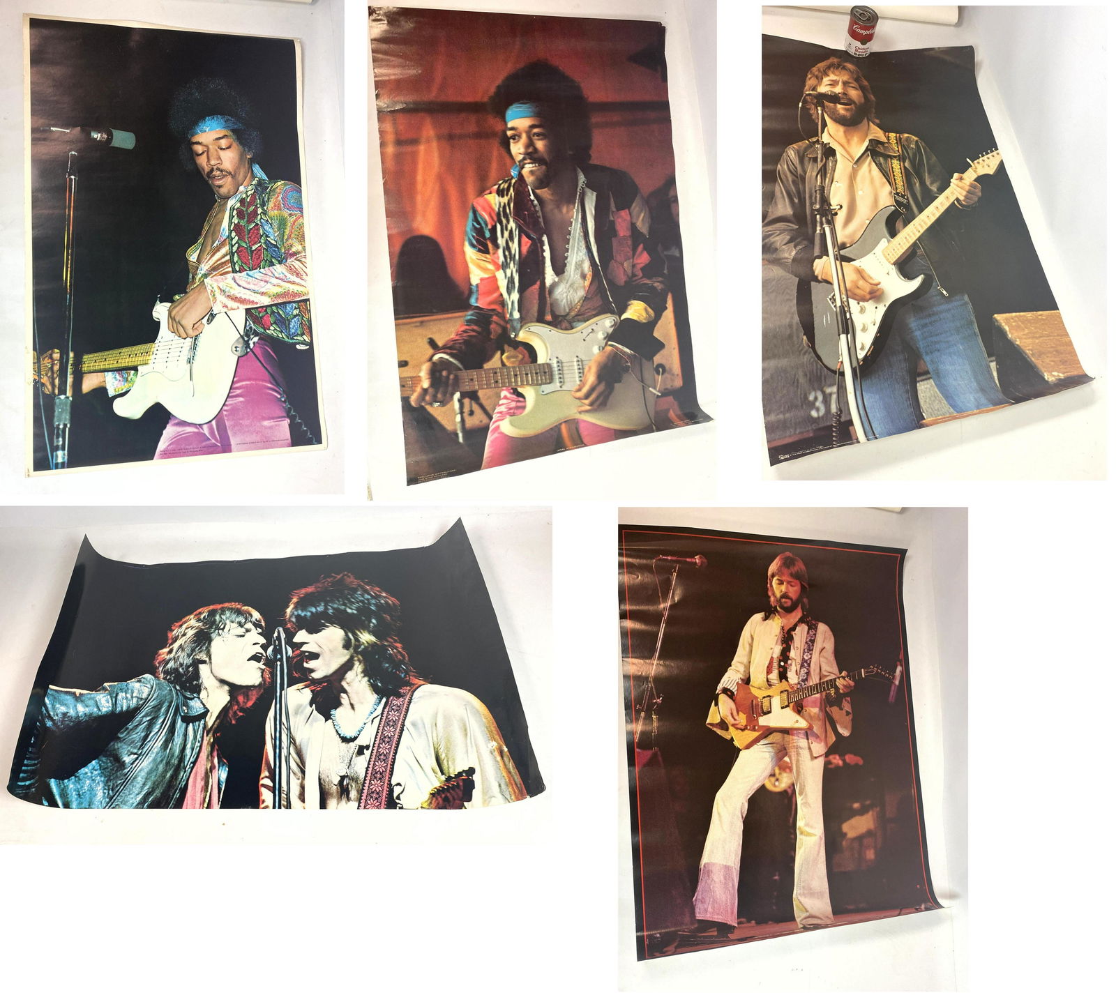 5pcs Vintage Rock and Roll Posters. JIMI HENDRIX, MICK (1 of 19)
