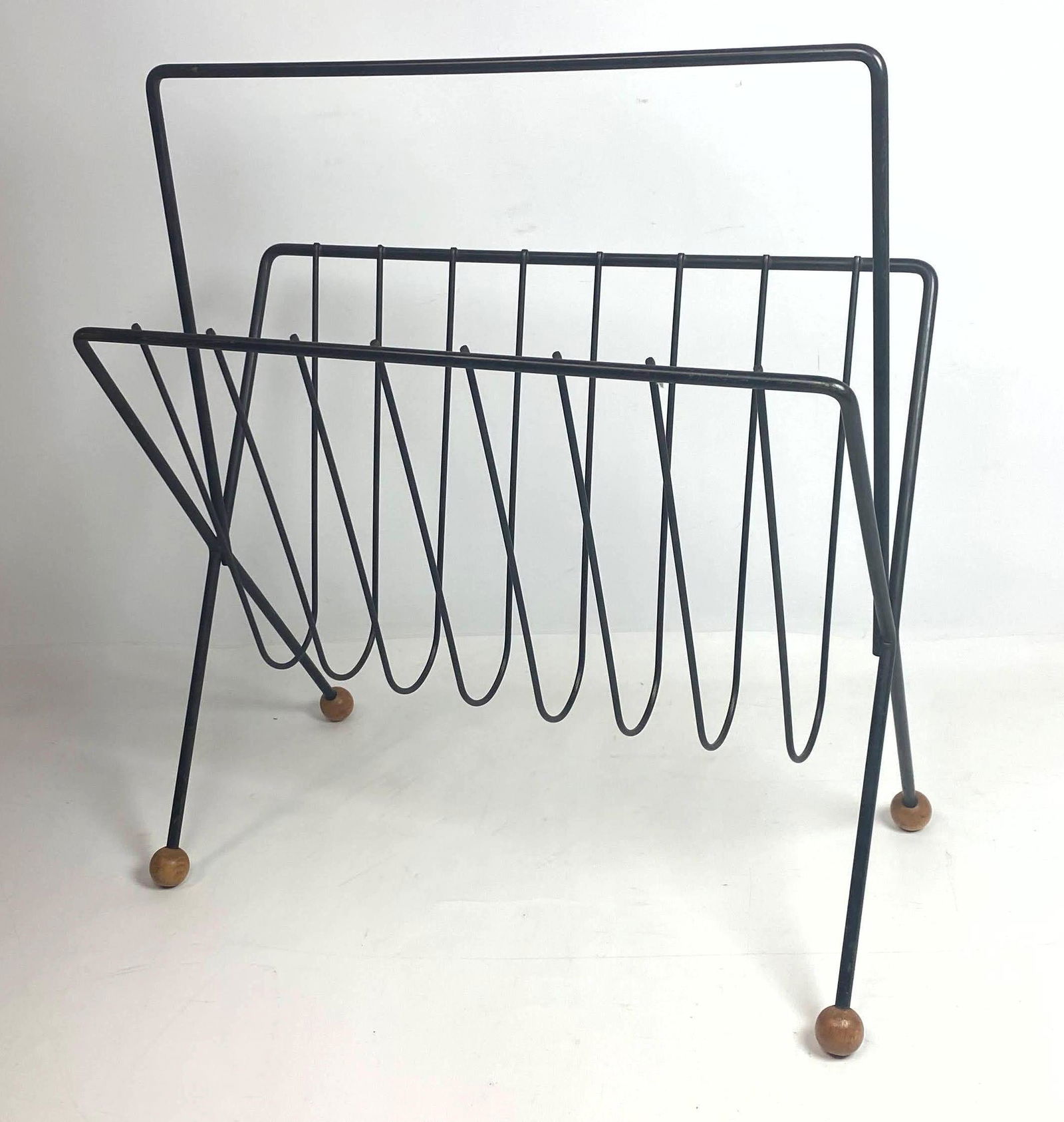 Tony Paul Magazine Rack with Wood Ball Feet. Iron Frame (1 of 7)