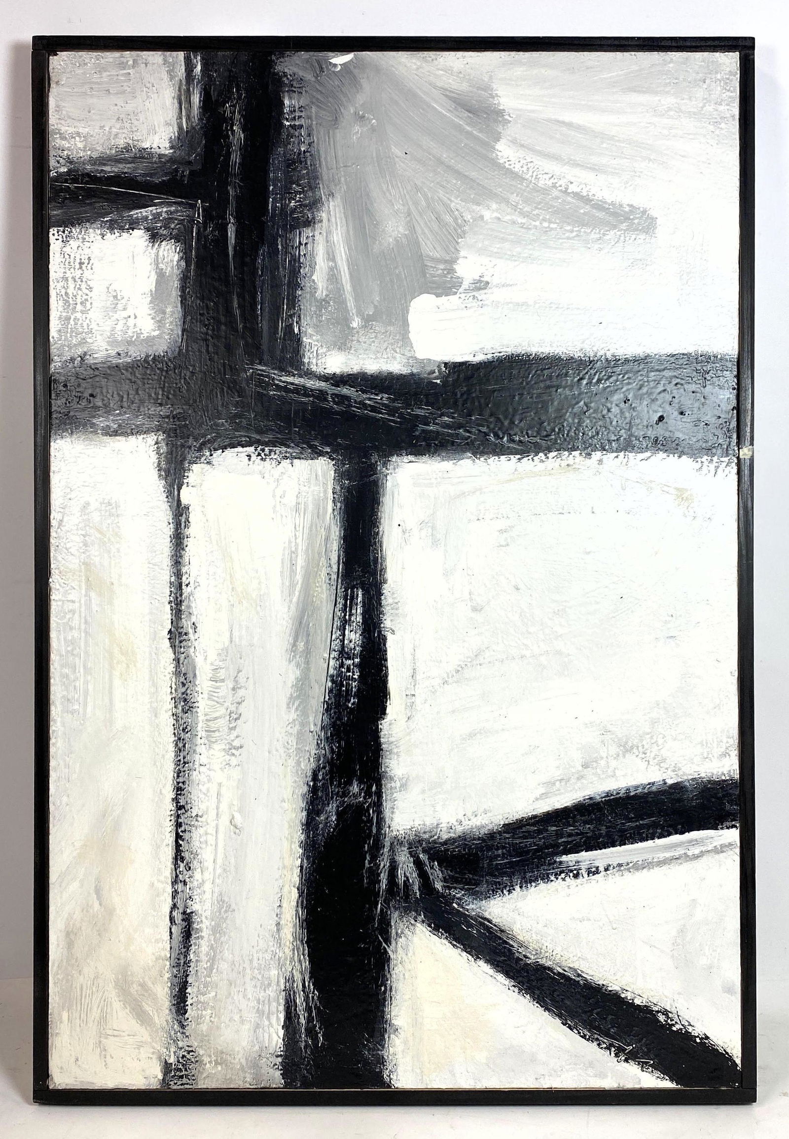 Large Franz Kline Style Oil Painting on Canvas. Unsigne: Large Franz Kline Style Oil Painting on Canvas. Unsigned.-- Dimensions: H: 36 inches: W: 24 inches ---