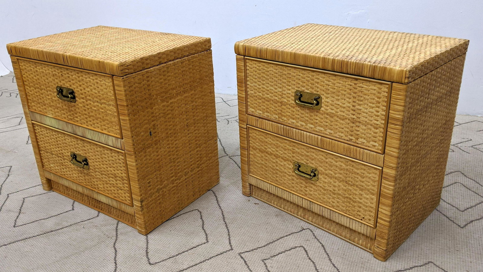Pair Miami Modern Wicker Side Tables. Woven Night Stand (1 of 13)