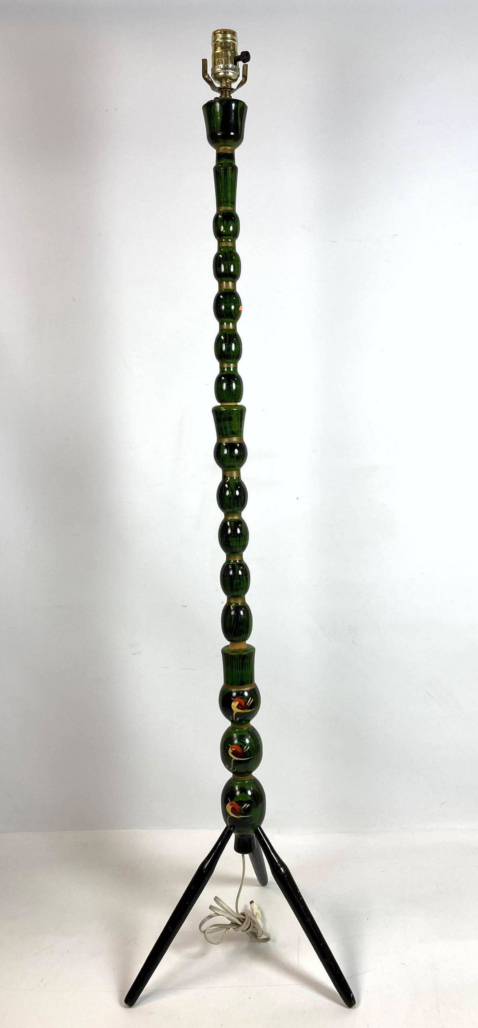 Painted Wood Column Floor Lamp. Tripod base. (1 of 8)