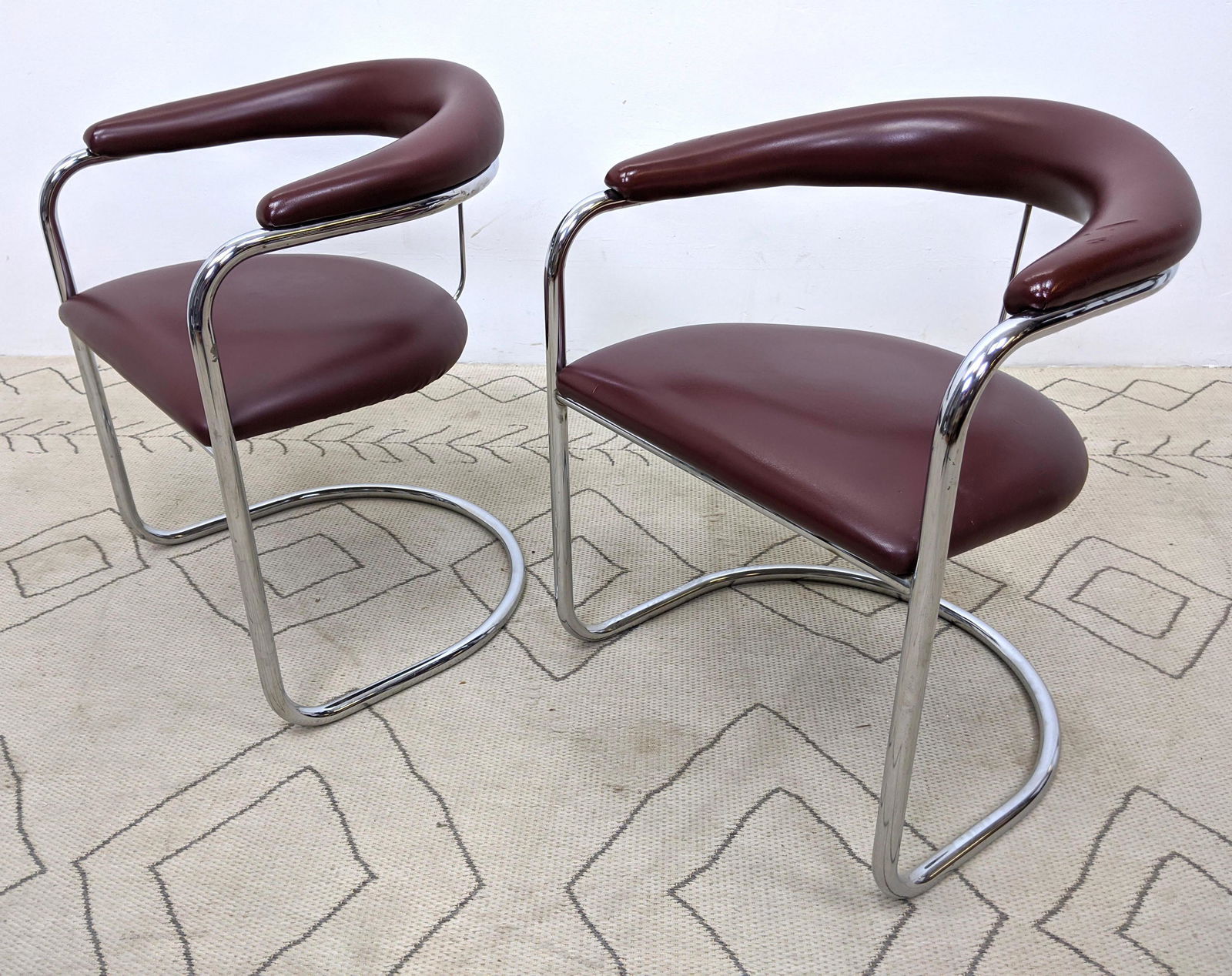 Pair Thonet Chrome Tube Frame Dining Chairs. Curved tub (1 of 10)