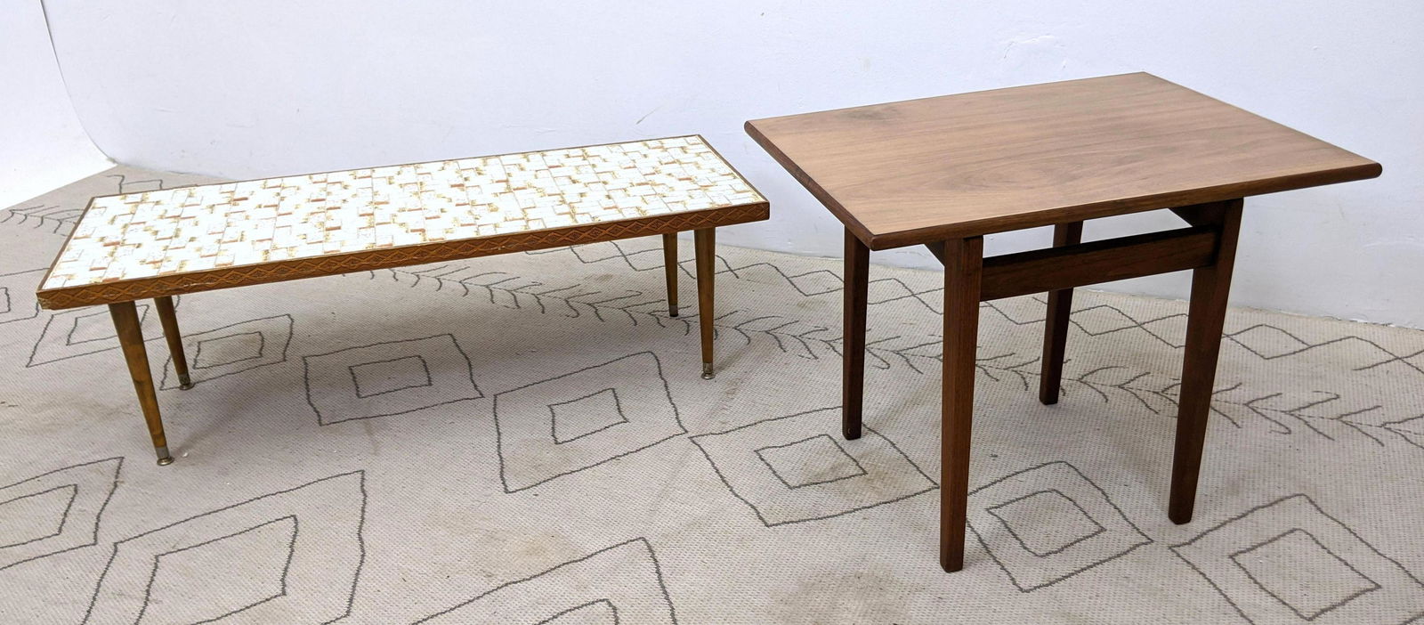 2pc Mid Century Modern Tables. Jens Risom Side Table wi (1 of 15)