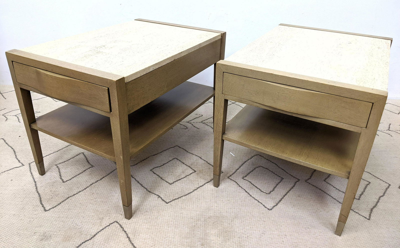 Pair American of Martinsville Travertine Top Side Table (1 of 14)