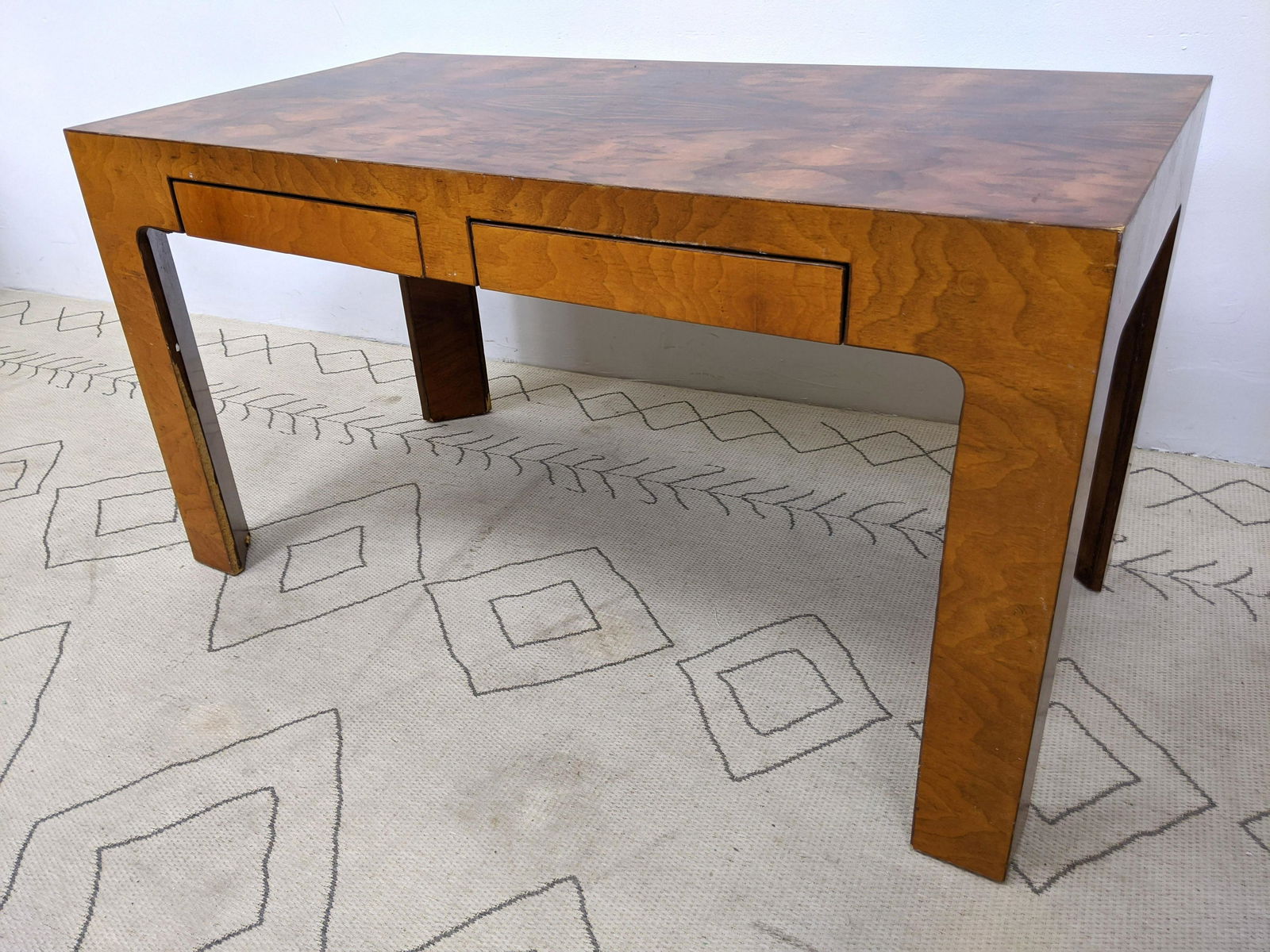 Mid Century Modern Burl Wood Writing Desk with Triangul (1 of 15)