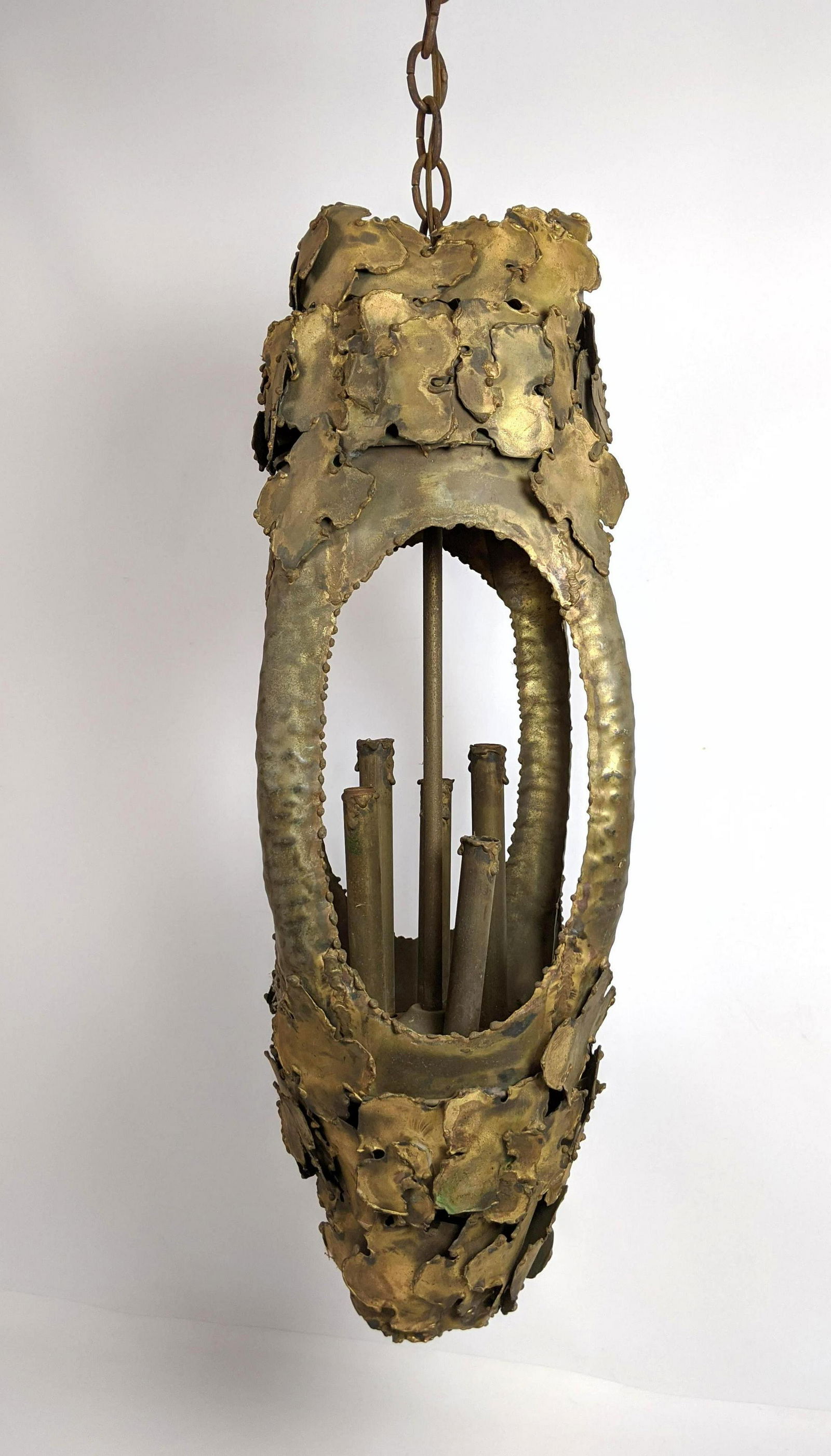 Brutalist Cut Metal Hanging Pendant Lamp. Tom Greene St (1 of 7)