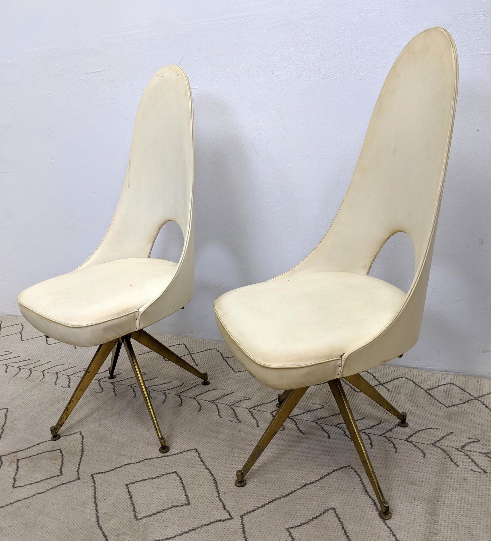 Pair Italian Tall Back Chairs with Metal Bases. (1 of 14)