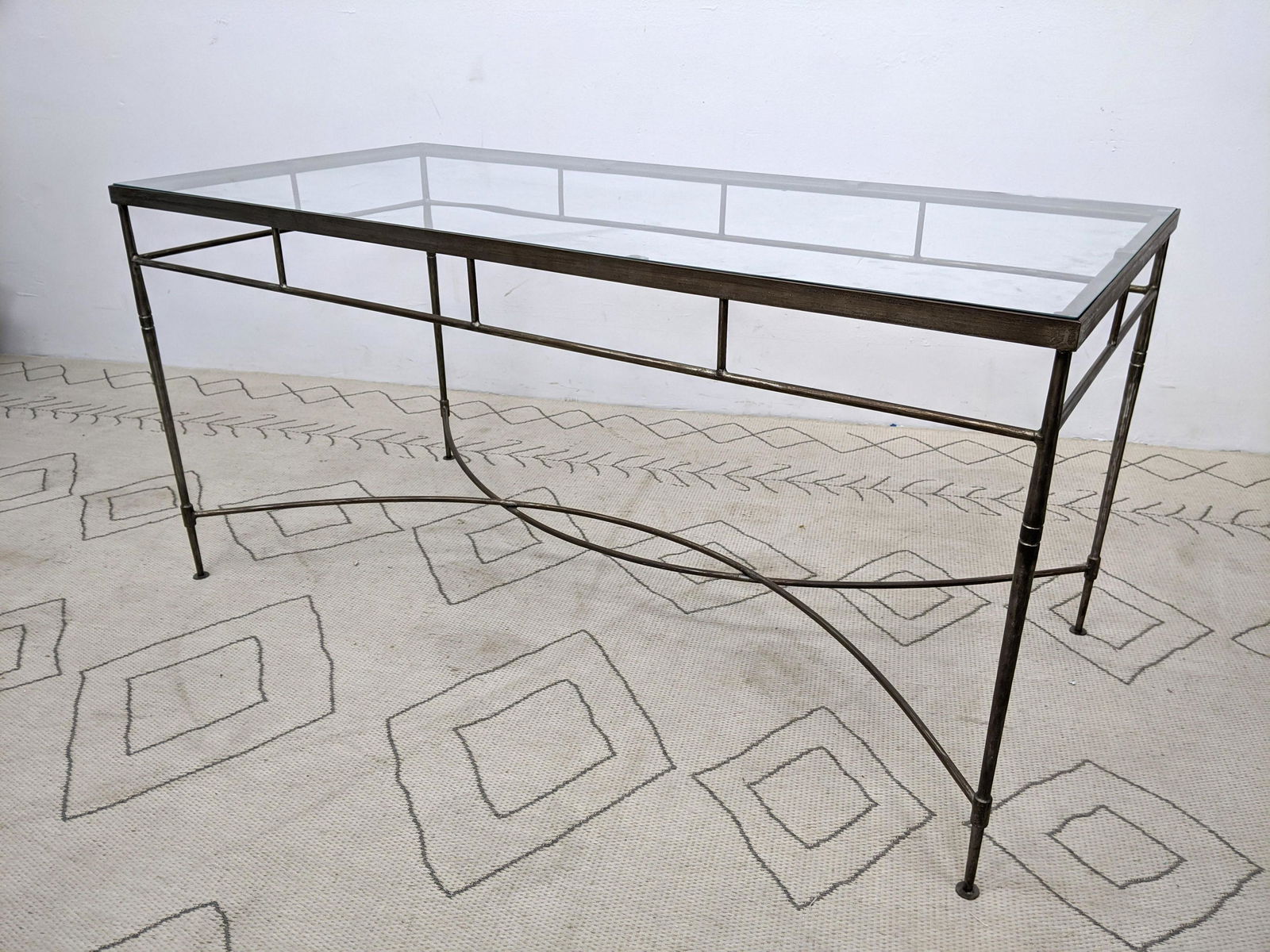 French Iron and Glass Dining Table Console Desk. Inset (1 of 7)