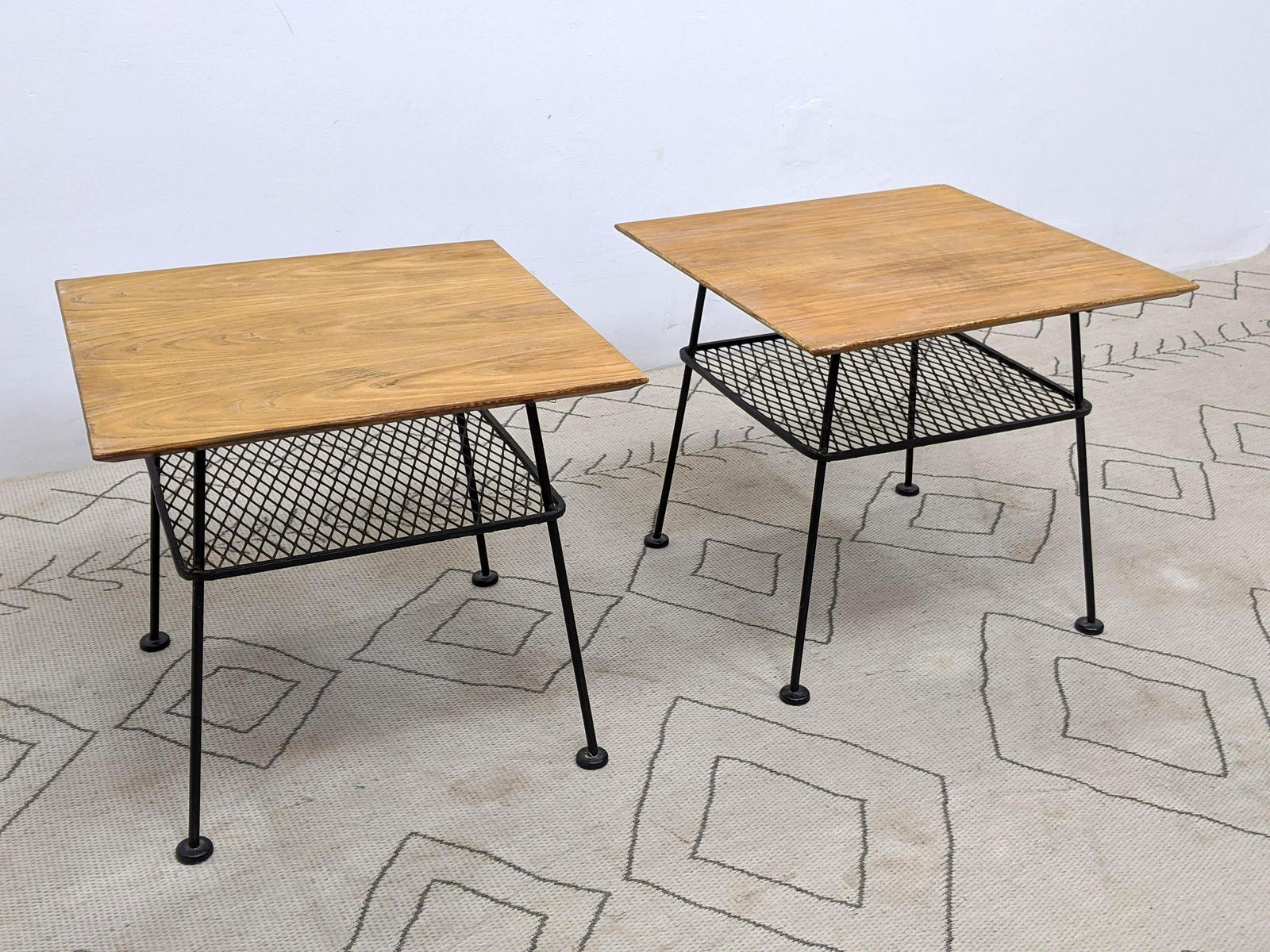 Pair Arthur Umanoff Style Side End Tables. Wood tops on (1 of 12)