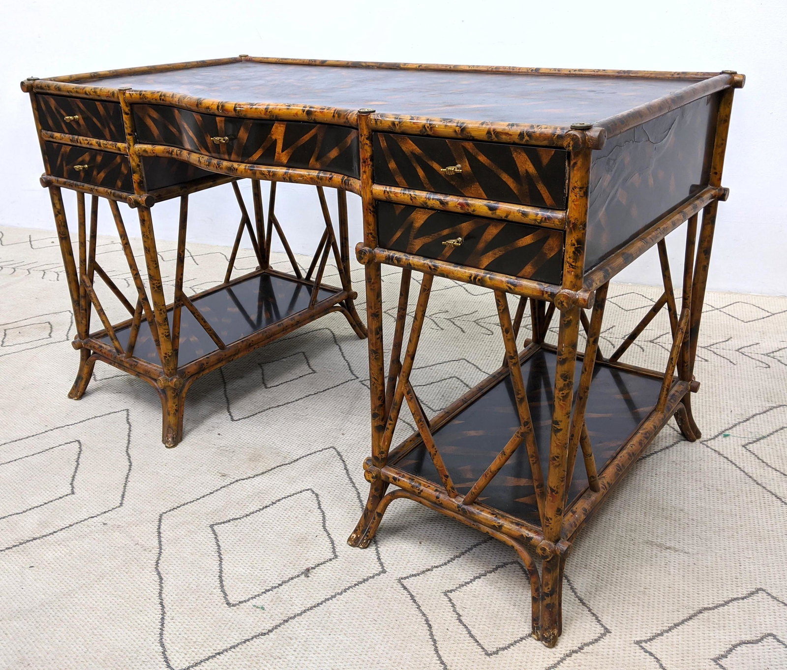 MAITLAND SMITH Bamboo Desk with Faux Tortoise Finish. (1 of 19)