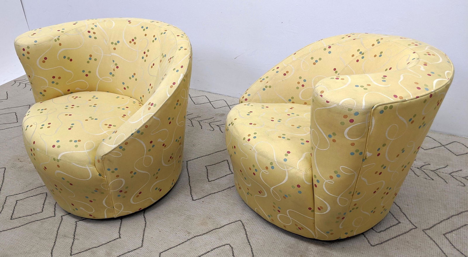 Pair KAGAN Style Nautilus Lounge Chairs with Swivel Bas (1 of 9)