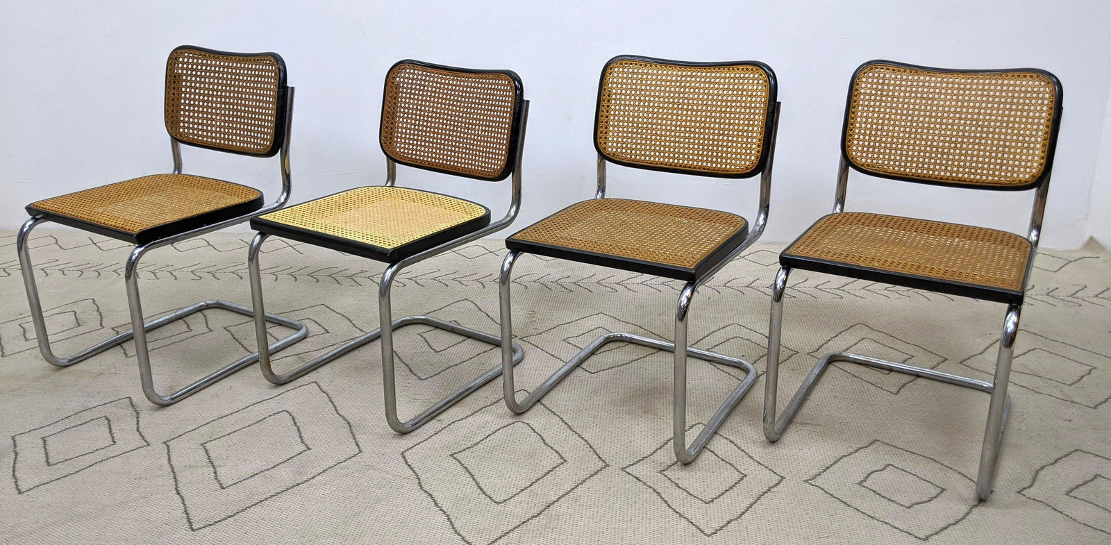 Set 4 Marcel Breuer style Dining chairs Ebonized frames (1 of 10)
