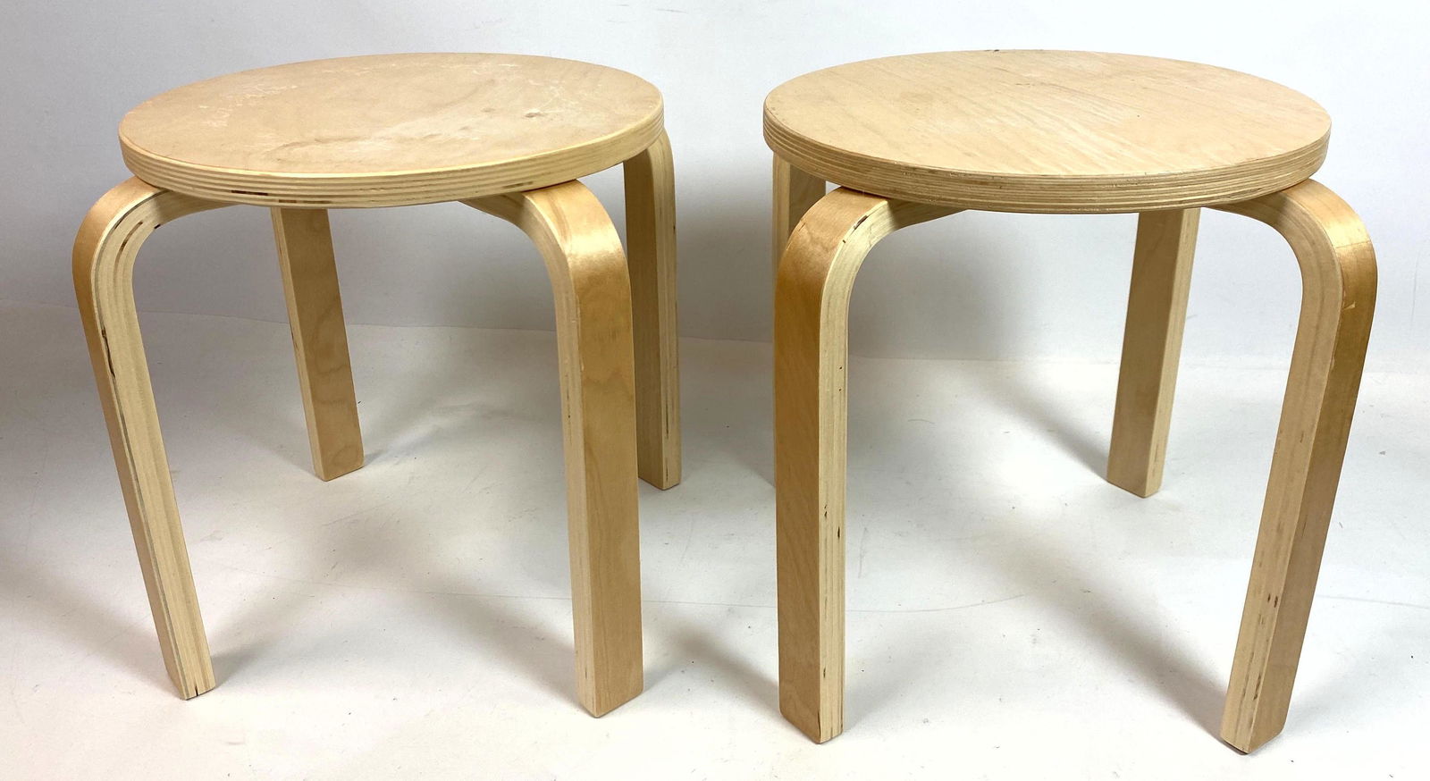 Pair Alvar Aalto Style Stacking . Stools. (1 of 7)