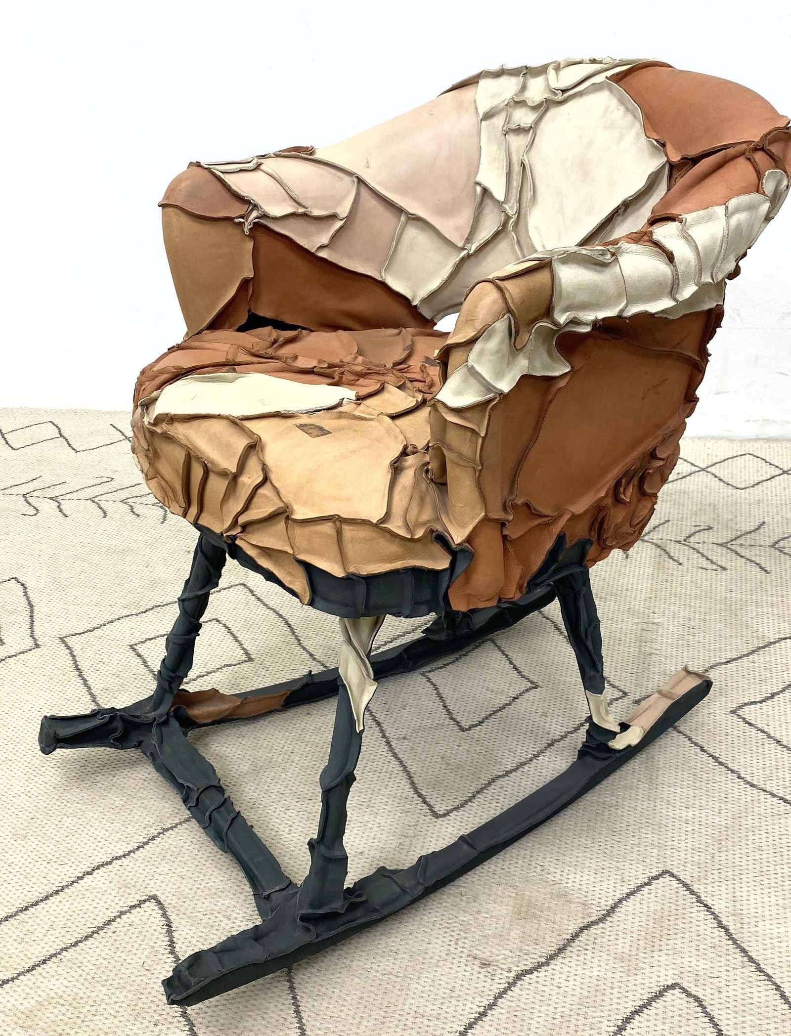 Pepe Heykoop Skin Collection Rocking Chair. Dutch desig: Pepe Heykoop Skin Collection Rocking Chair. Dutch designer. Leather pieces. -- Dimensions: H: 31 inches: W: 25 inches: D: 30 inches ---