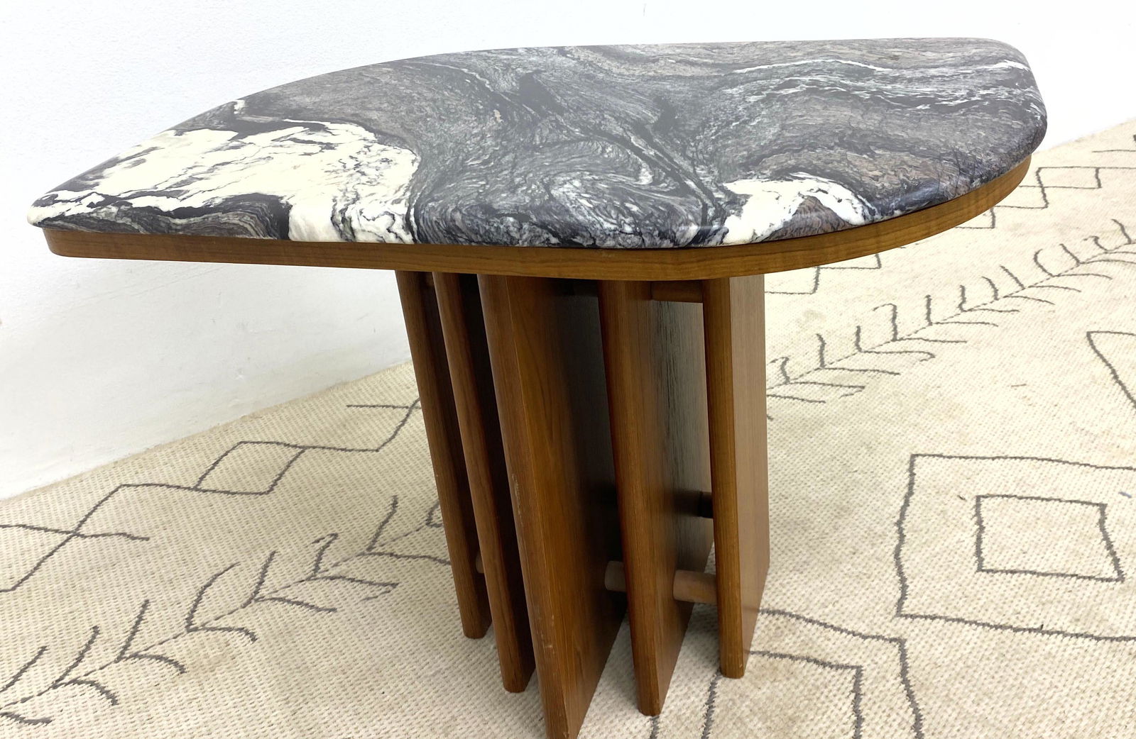 Mid-Century Modern Geometric Side Table. Stone Top. (1 of 7)