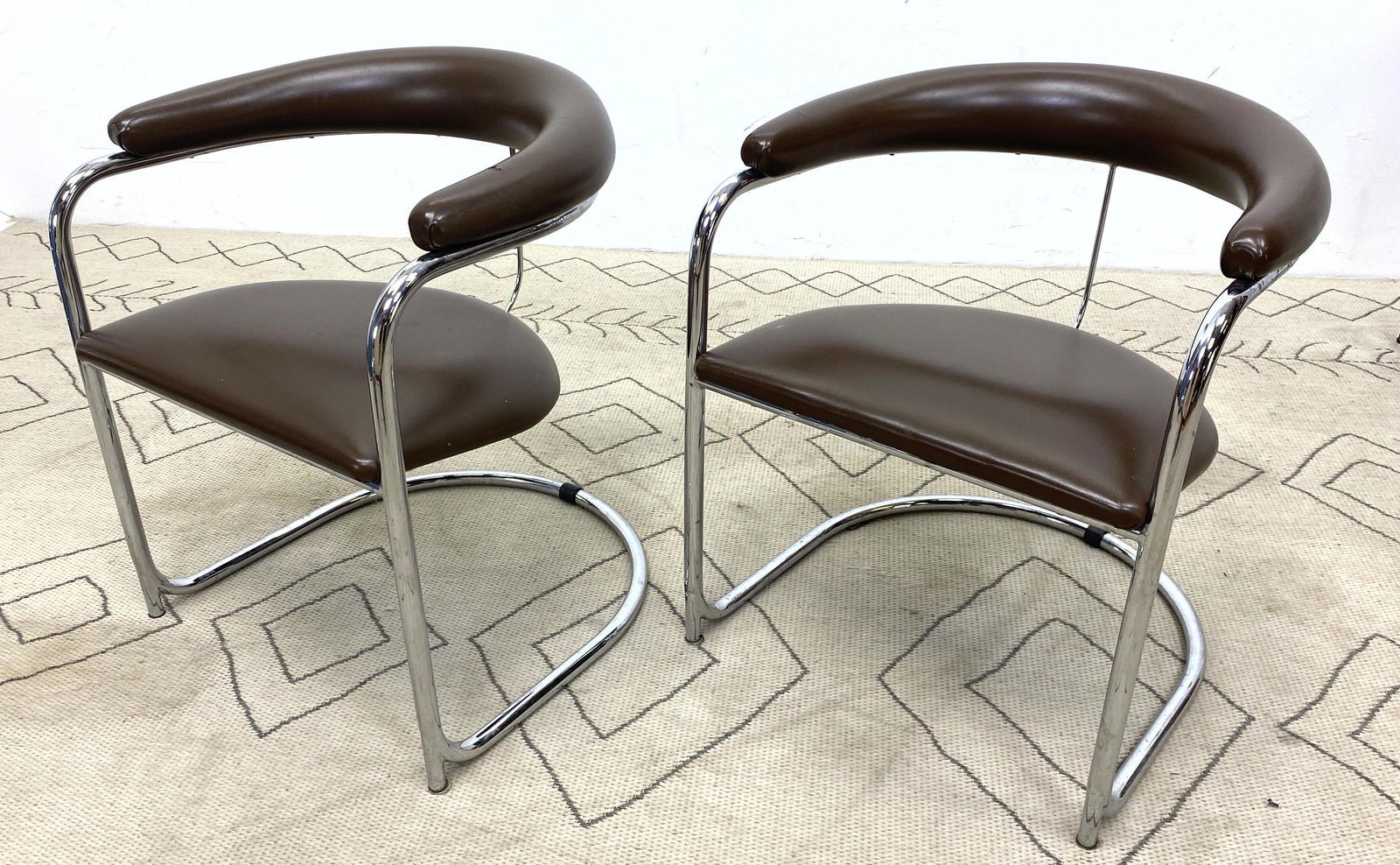 Pair of Gordon International Arm Chairs. Chrome bases a (1 of 10)