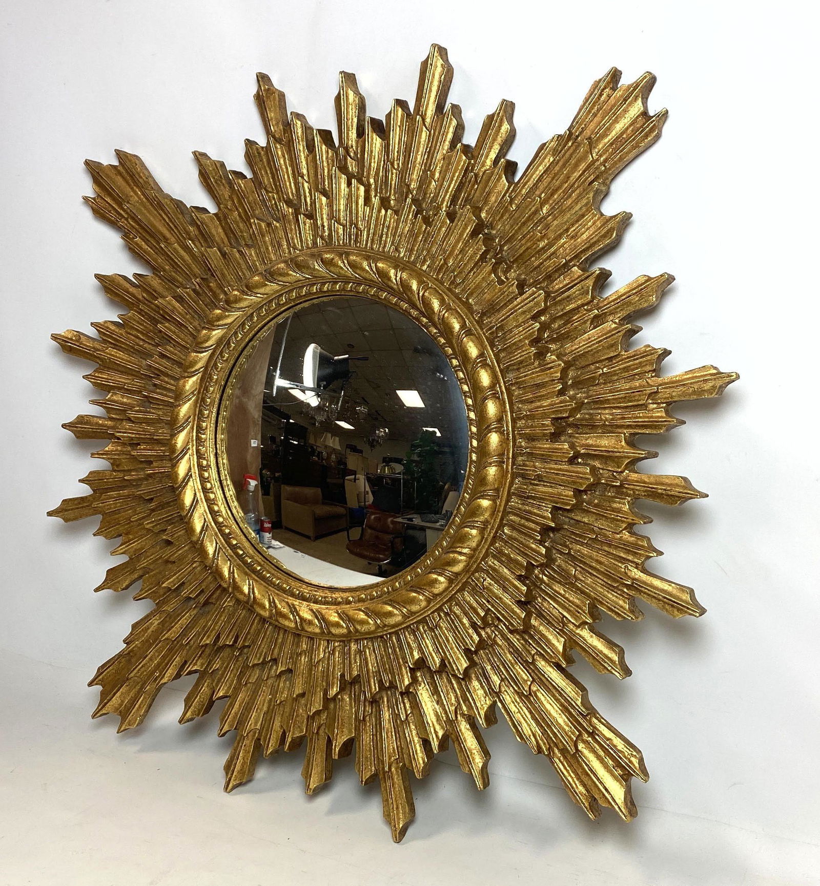 Gilt Wood Sunburst Bulls Eye Wall Mirror. Decorator Mir (1 of 7)