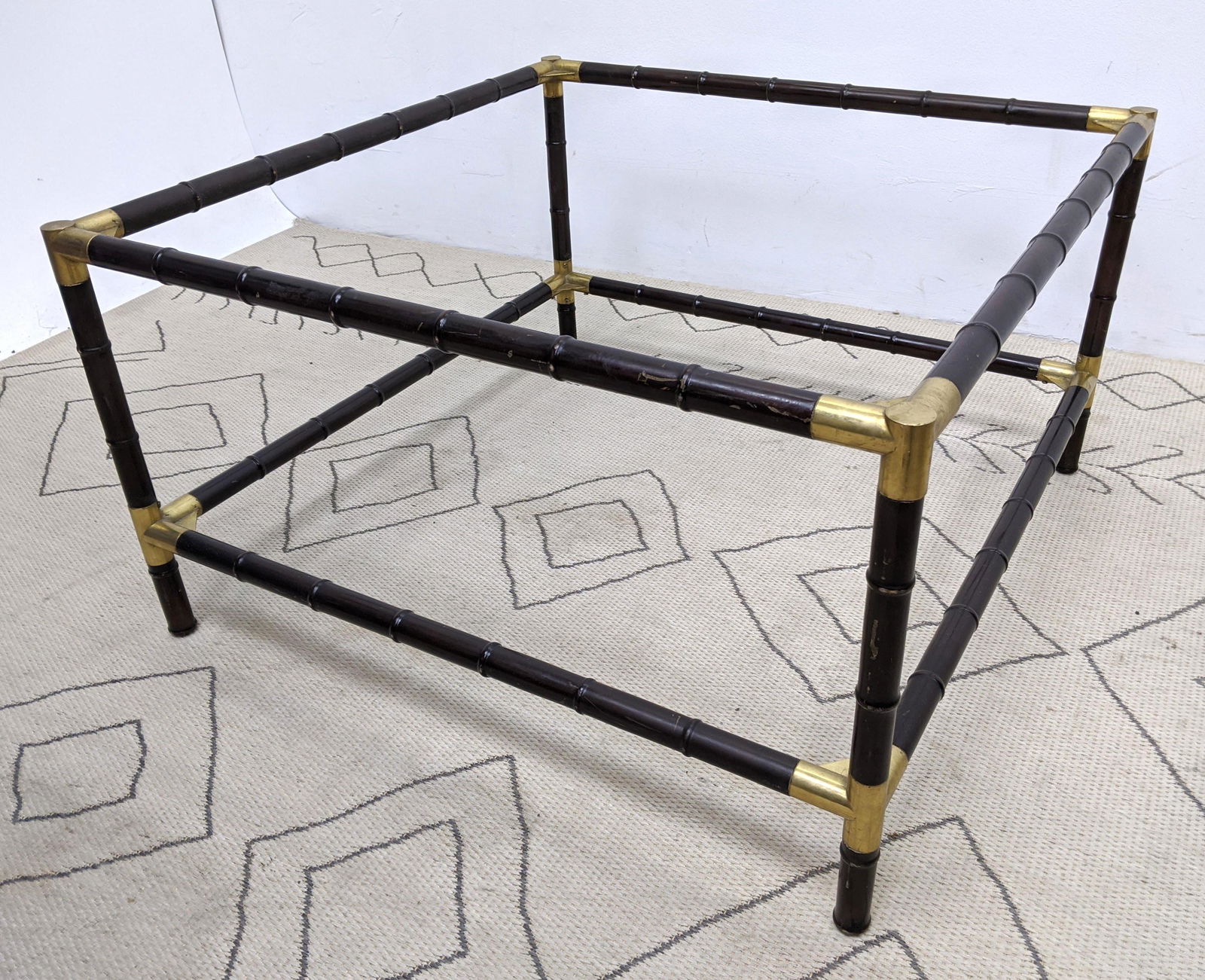 BILLY HAINES Style Coffee Cocktail Table. Brass and Fau (1 of 7)