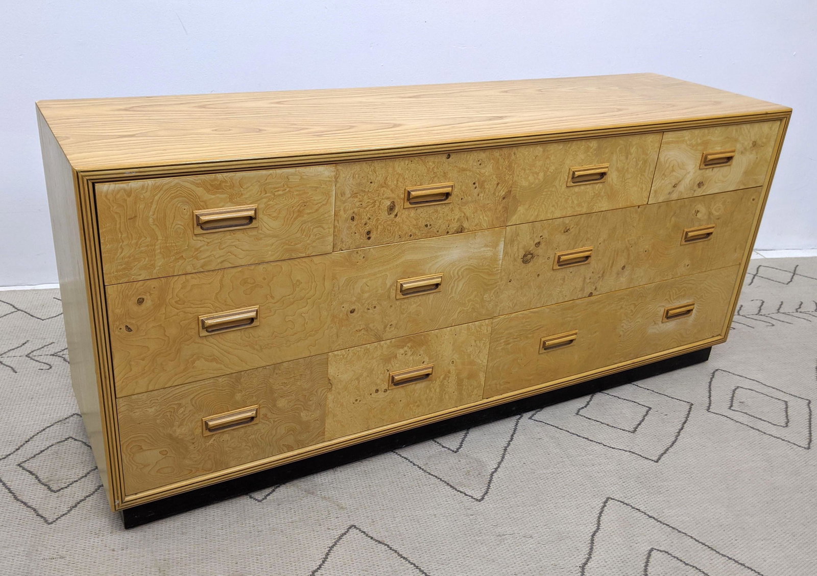 HENREDON  Scene Two Low Chest Dresser Credenza. Burl el (1 of 13)